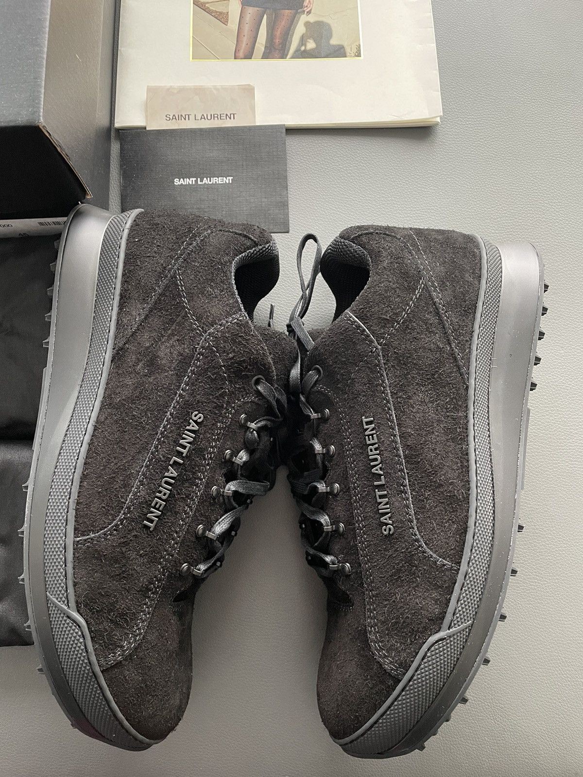 Hedi Slimane × Saint Laurent Paris × Yves Saint Laurent Rare Brand New Super Runway Jump Suede Logo Leather Sneaker Size US 12 / EU 45 - 11 Thumbnail