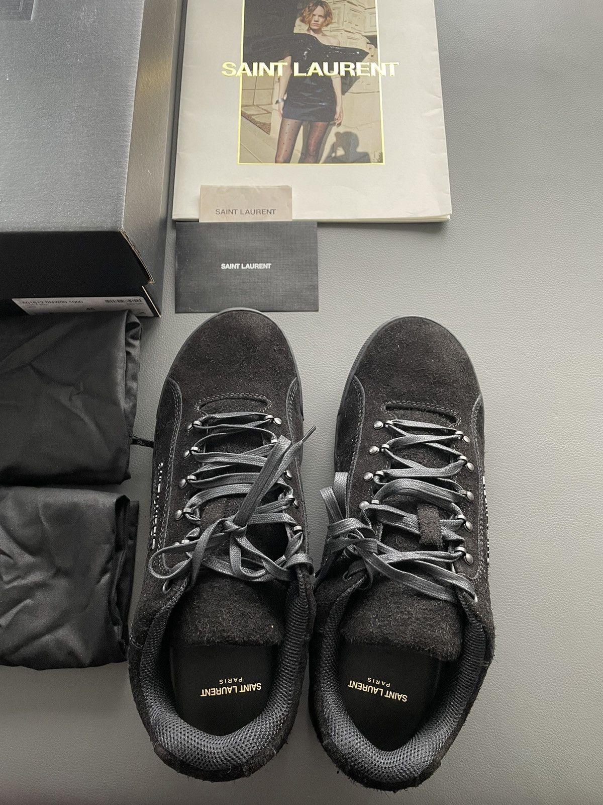 Hedi Slimane × Saint Laurent Paris × Yves Saint Laurent Rare Brand New Super Runway Jump Suede Logo Leather Sneaker Size US 12 / EU 45 - 8 Thumbnail