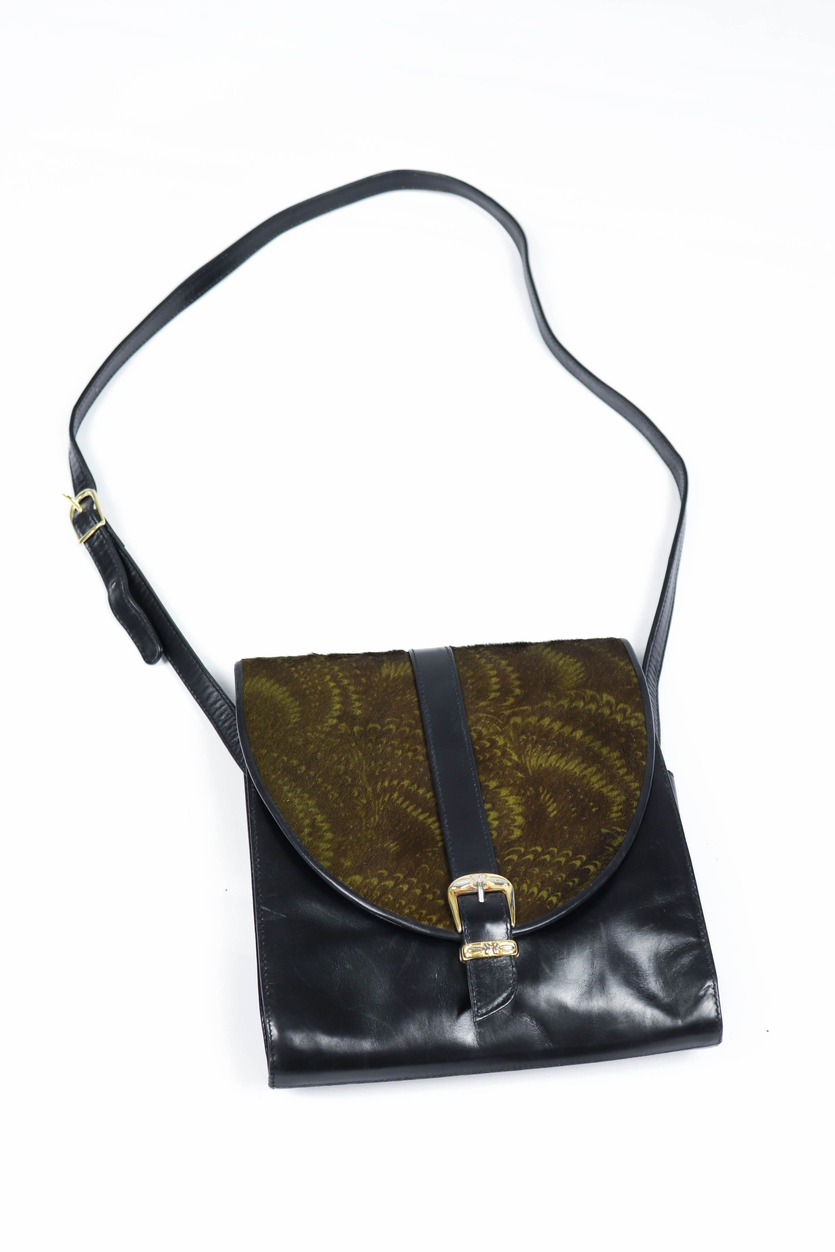 Bally Vintage Les Accessoires Leatherfur Mini Crossbody Bag in Black, Men's