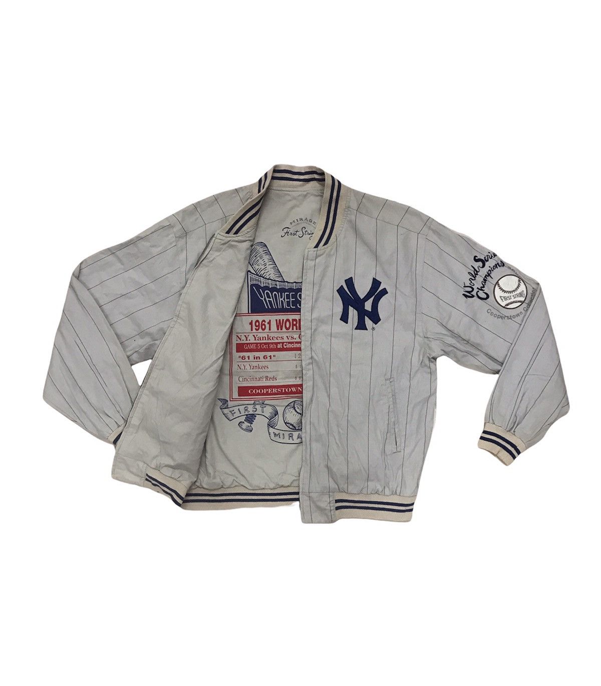 Vintage Mirage New York Yankees 1961 MLB Jacket Cooperstown Pinstripe Size  XL