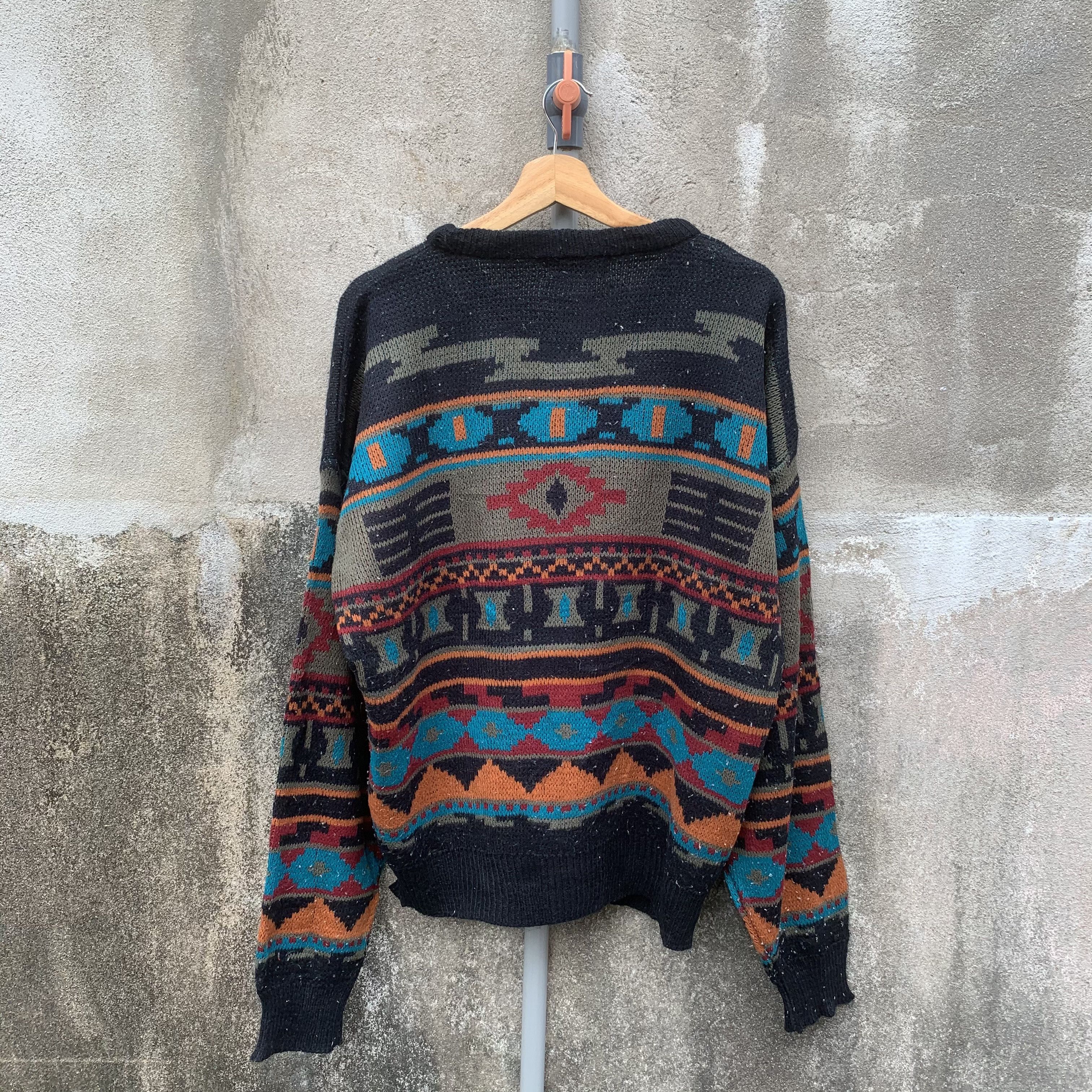 Vintage VERY RARE‼️Japanese Knit Navajo Jumper Arts Baggy Sweater Size US L / EU 52-54 / 3 - 7 Thumbnail