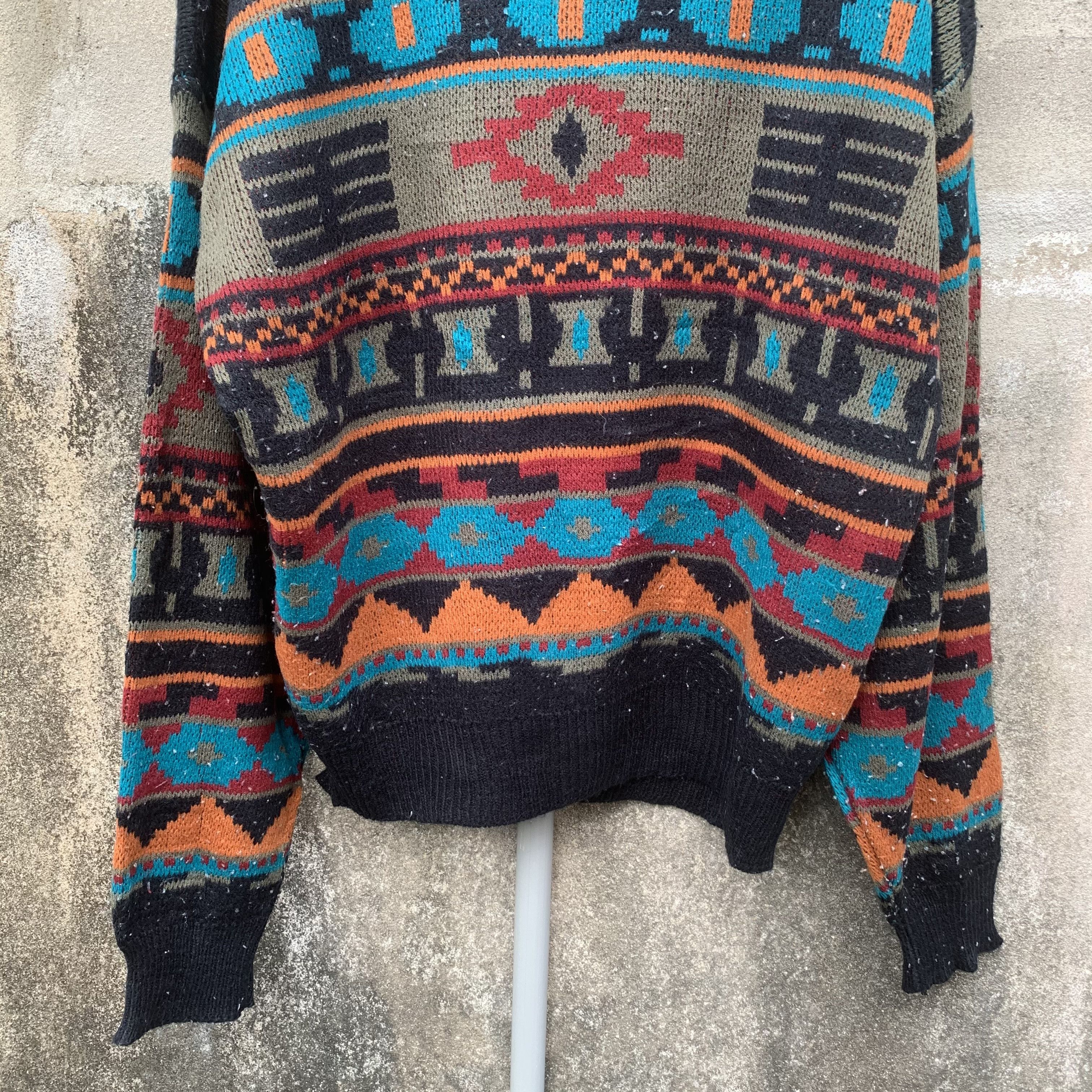 Vintage VERY RARE‼️Japanese Knit Navajo Jumper Arts Baggy Sweater Size US L / EU 52-54 / 3 - 9 Thumbnail