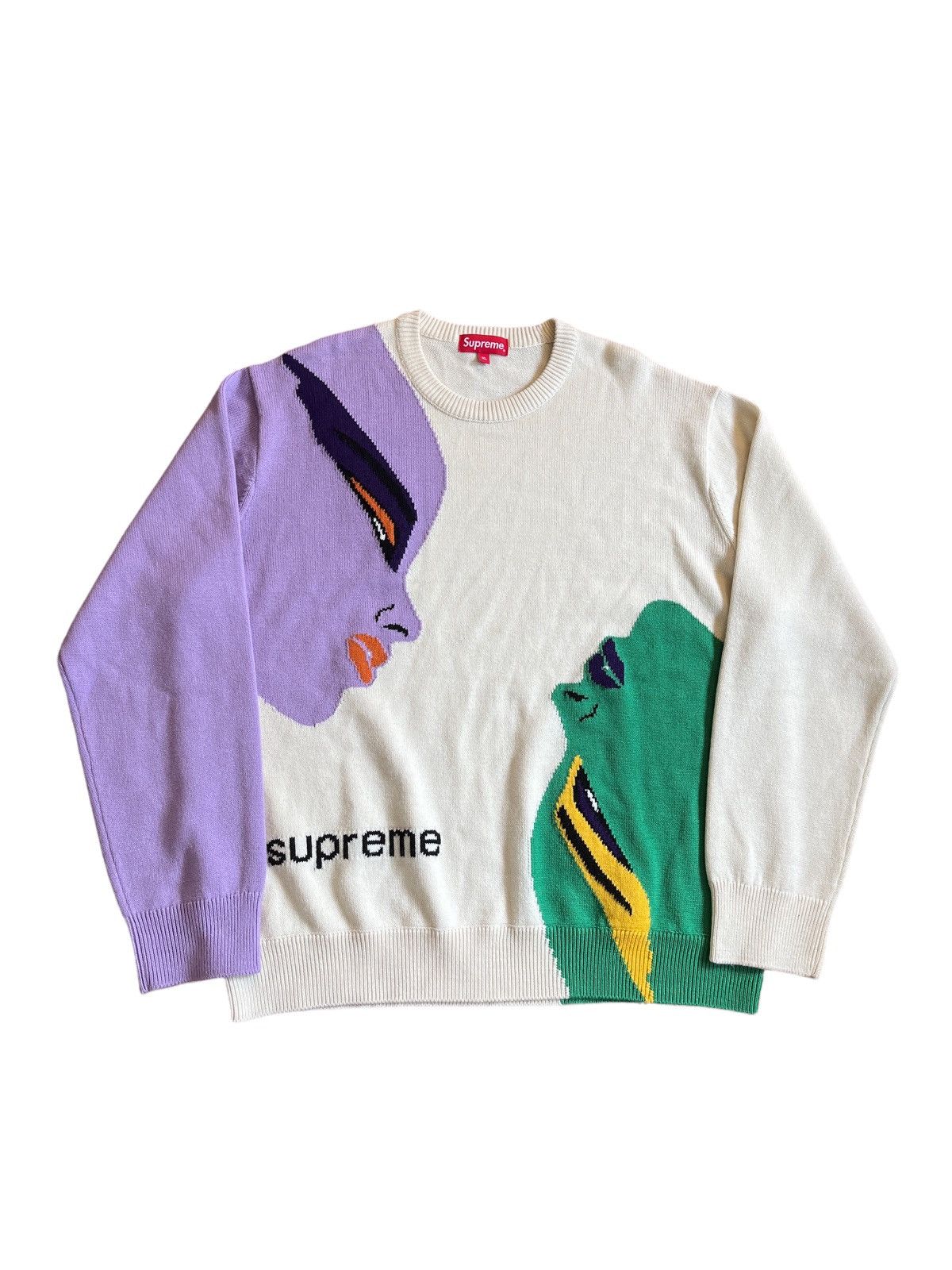 Supreme Supreme Faces Sweater Cream | Grailed