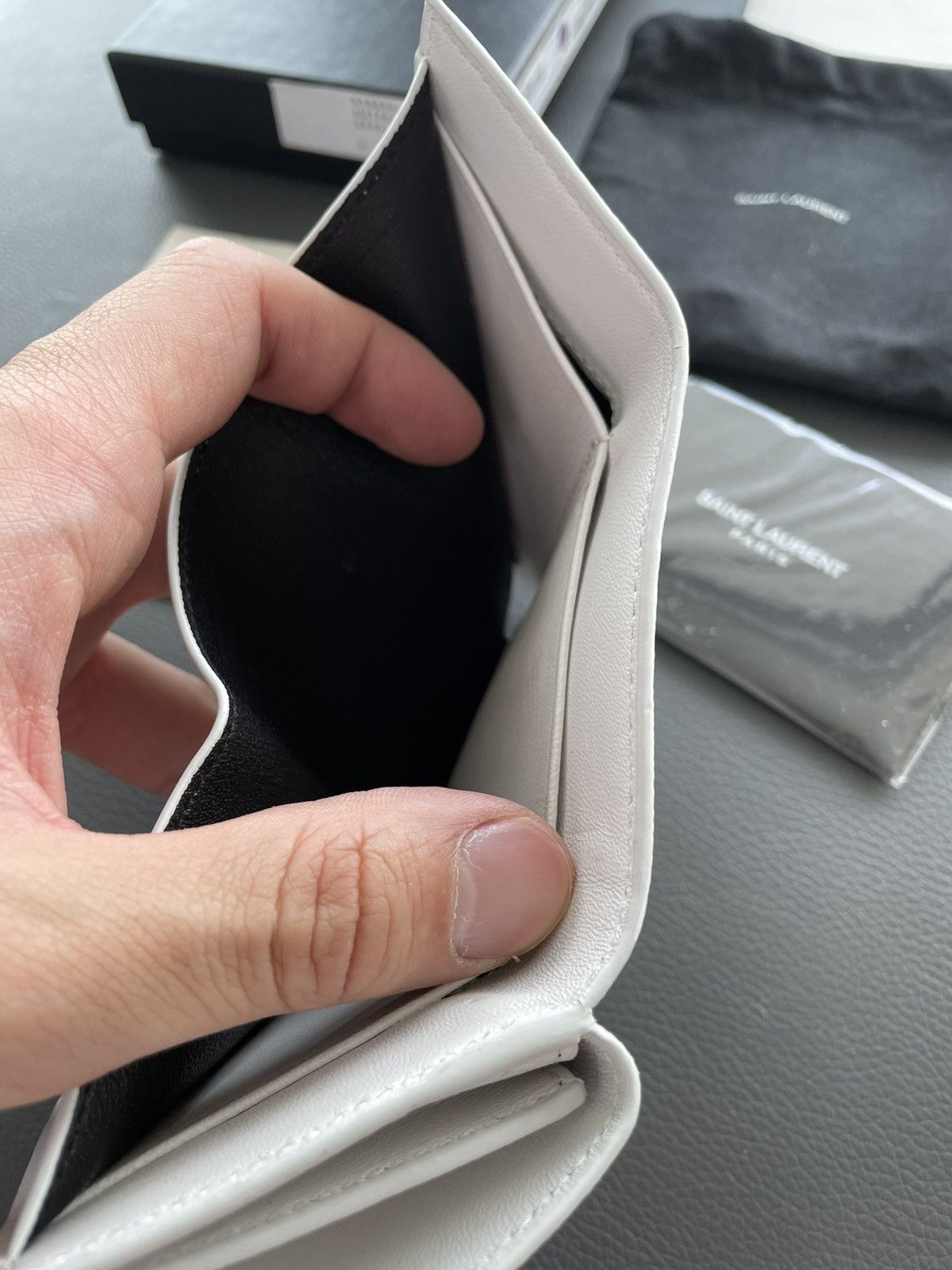 Hedi Slimane × Saint Laurent Paris × Yves Saint Laurent Limited Edition Brand New Leather Tri-fold Leather Wallet Size ONE SIZE - 18 Thumbnail
