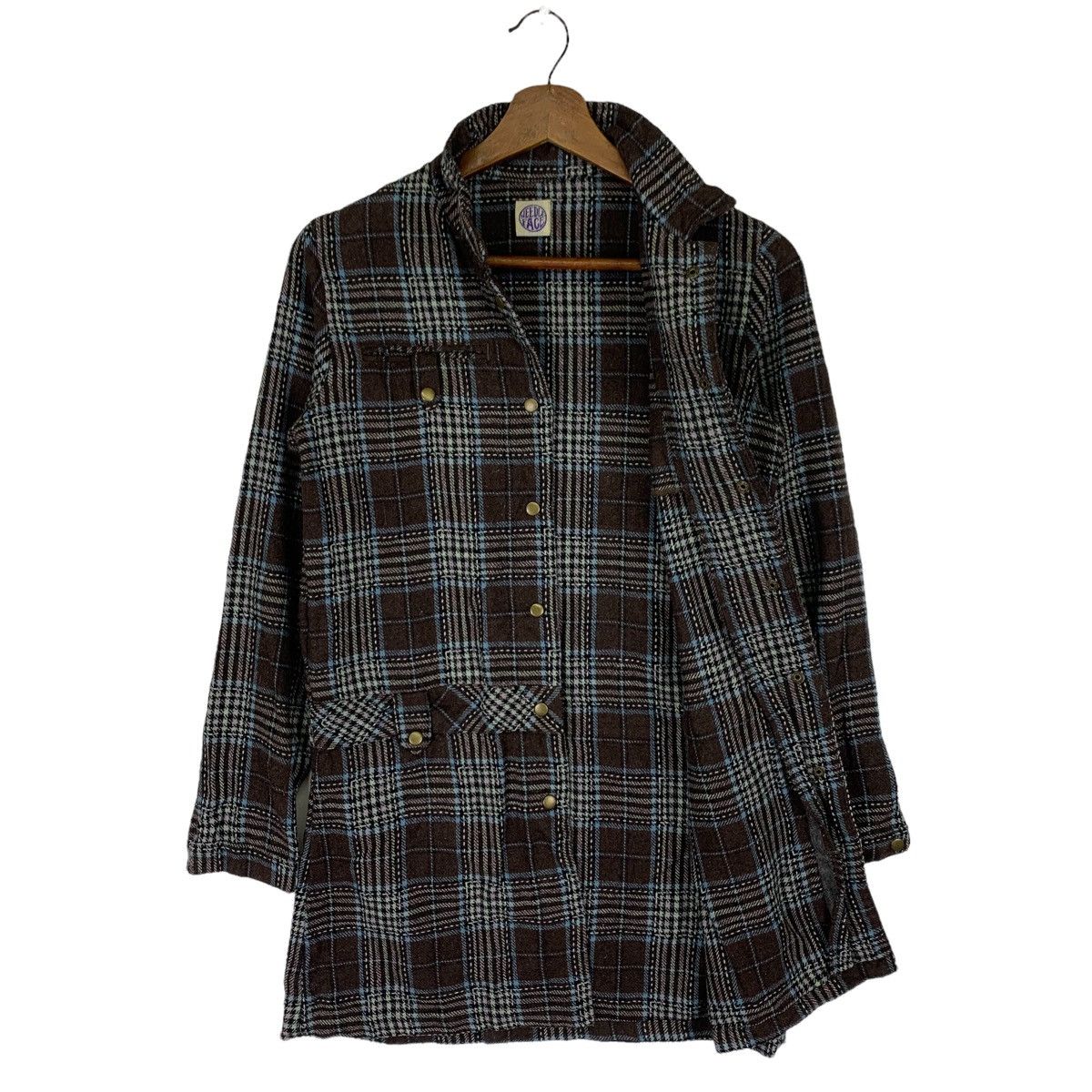 Needles Vintage Needle Face Button Flannel Trench Jacket Size M / US 6-8 / IT 42-44 - 4 Thumbnail