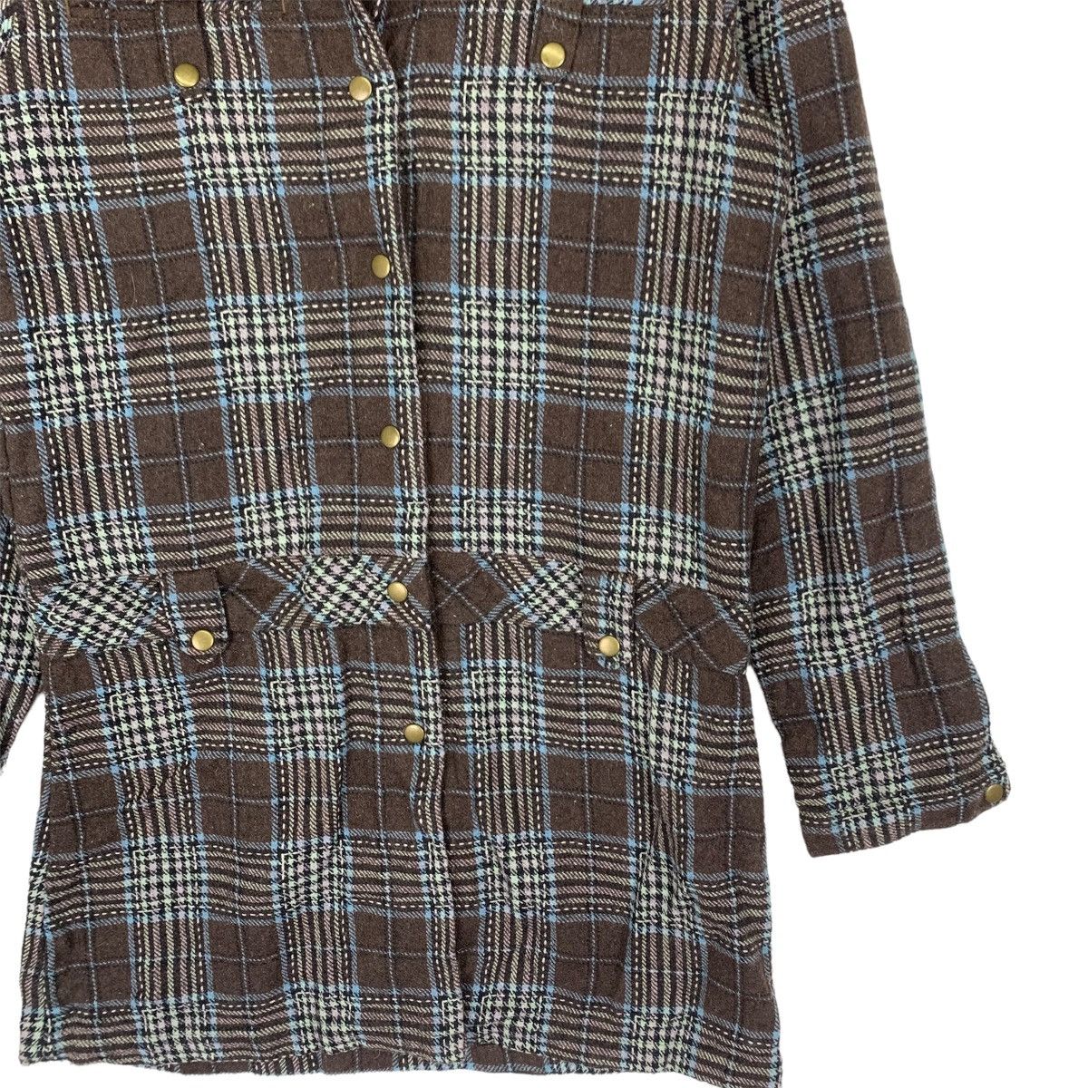 Needles Vintage Needle Face Button Flannel Trench Jacket Size M / US 6-8 / IT 42-44 - 3 Thumbnail