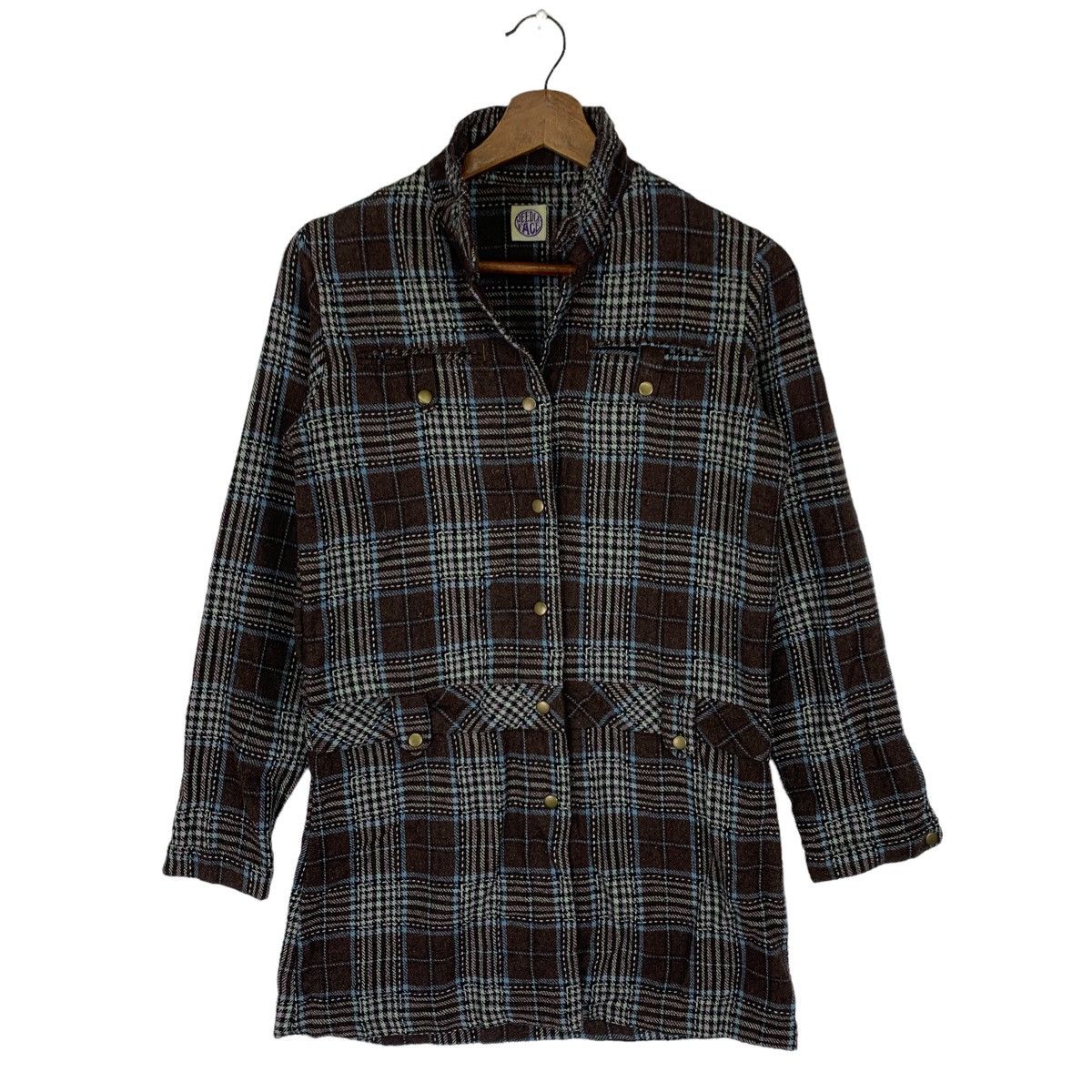 Needles Vintage Needle Face Button Flannel Trench Jacket Size M / US 6-8 / IT 42-44 - 1 Thumbnail