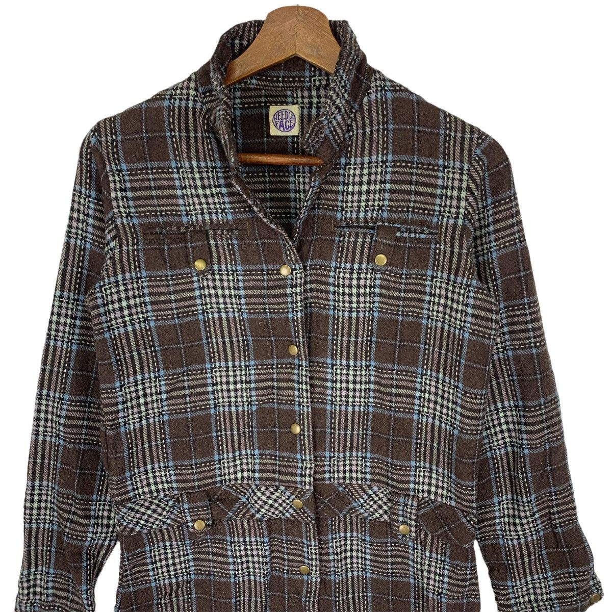 Needles Vintage Needle Face Button Flannel Trench Jacket Size M / US 6-8 / IT 42-44 - 2 Thumbnail