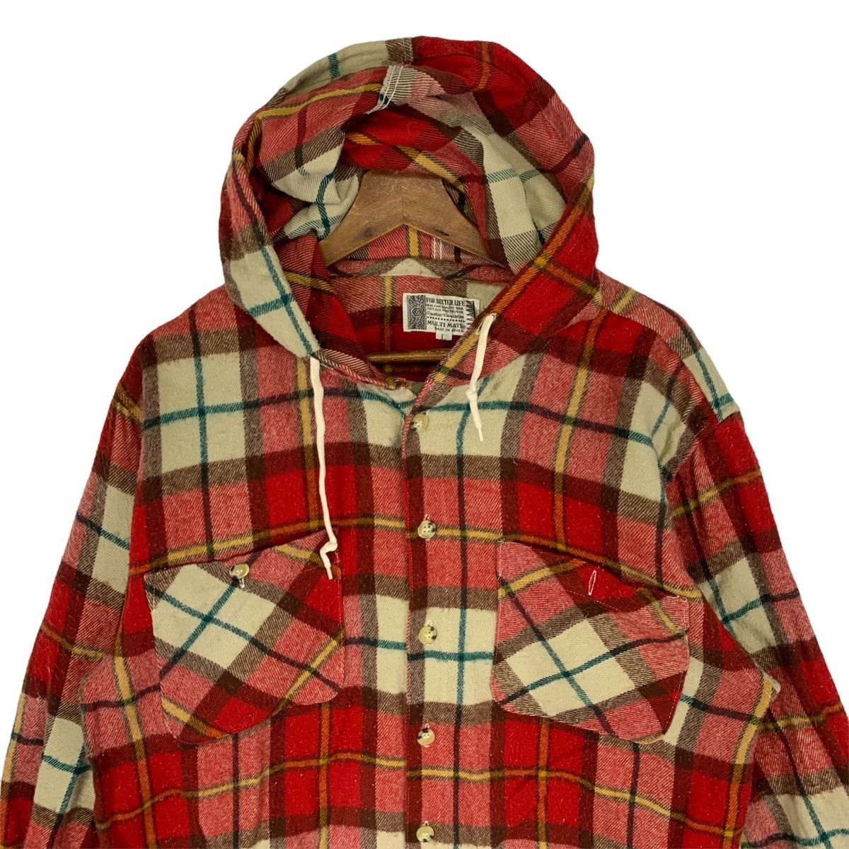 Flannel Vintage Multi Mate Flannel Hooded Sweatshirt Size US L / EU 52-54 / 3 - 2 Thumbnail
