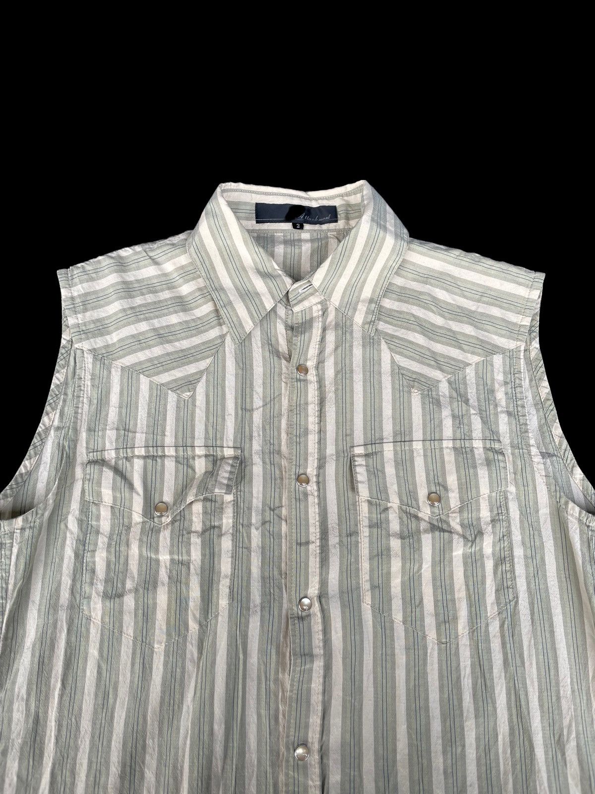 Attachment × Kazuyuki Kumagai Attachment ATTACHMENT Stripes Sleeveless Pearl Snap Western Shirt 2 Size US S / EU 44-46 / 1 - 3 Thumbnail