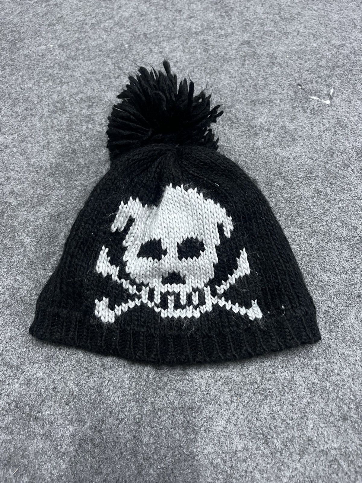 Vintage Vintage SKULL black beanie Size ONE SIZE - 1 Thumbnail