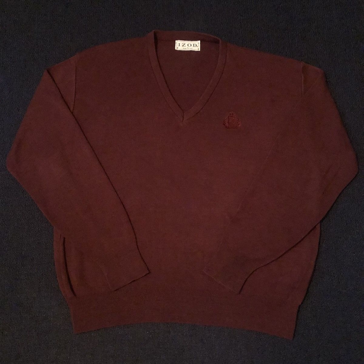 Izod Vintage 1980s Izod Lacoste V Neck Acrylic Logo Knit Sweater Size US L / EU 52-54 / 3 - 2 Thumbnail