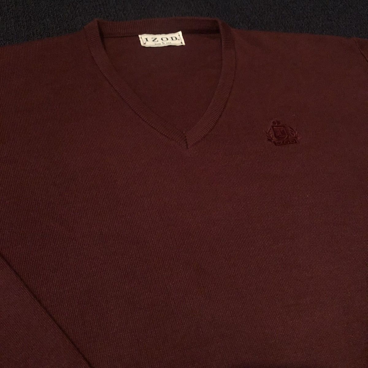 Izod Vintage 1980s Izod Lacoste V Neck Acrylic Logo Knit Sweater Size US L / EU 52-54 / 3 - 3 Thumbnail
