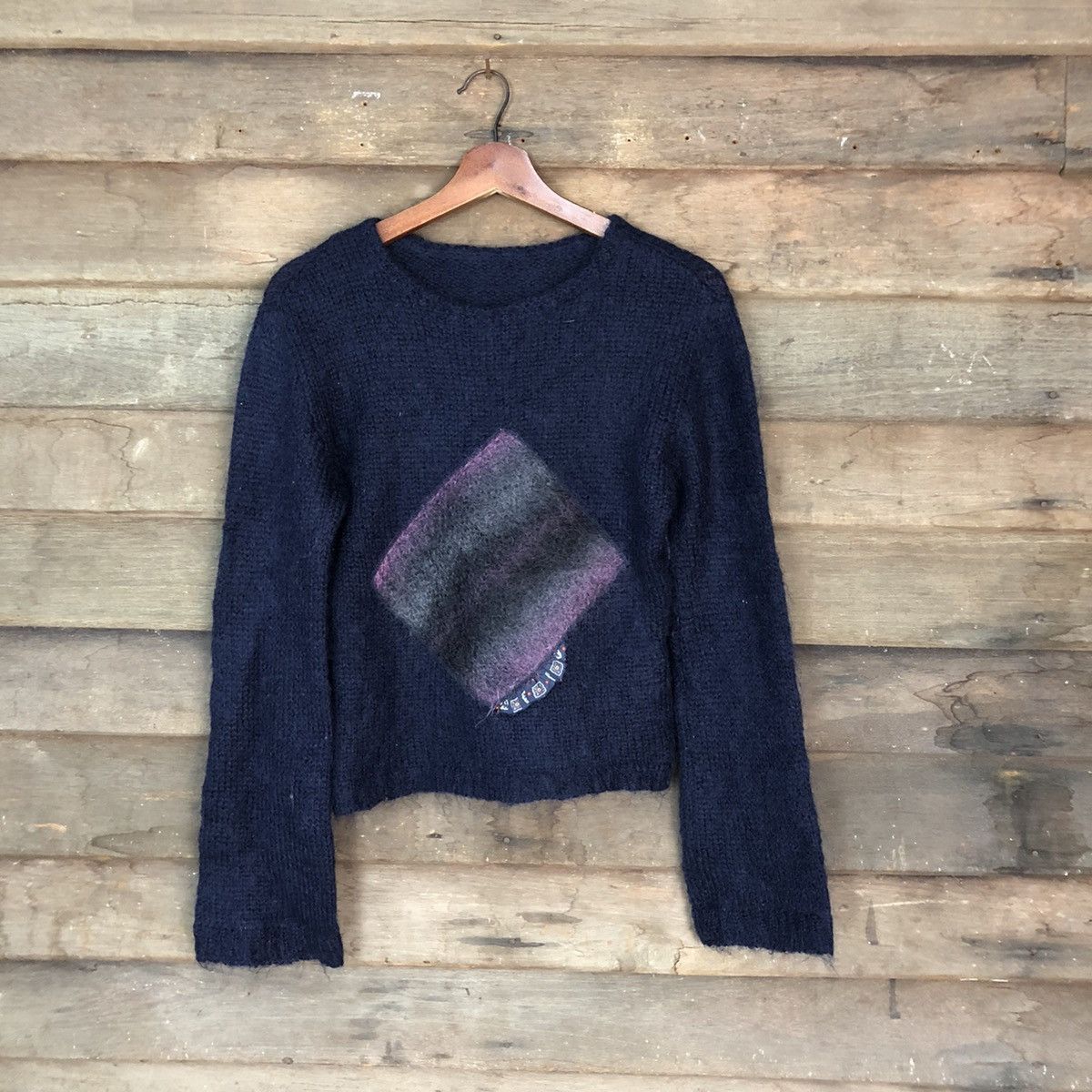 Japanese Brand Two Leaf Mohair Dark blue Knitwear #H029 Size US S / EU 44-46 / 1 - 1 Thumbnail