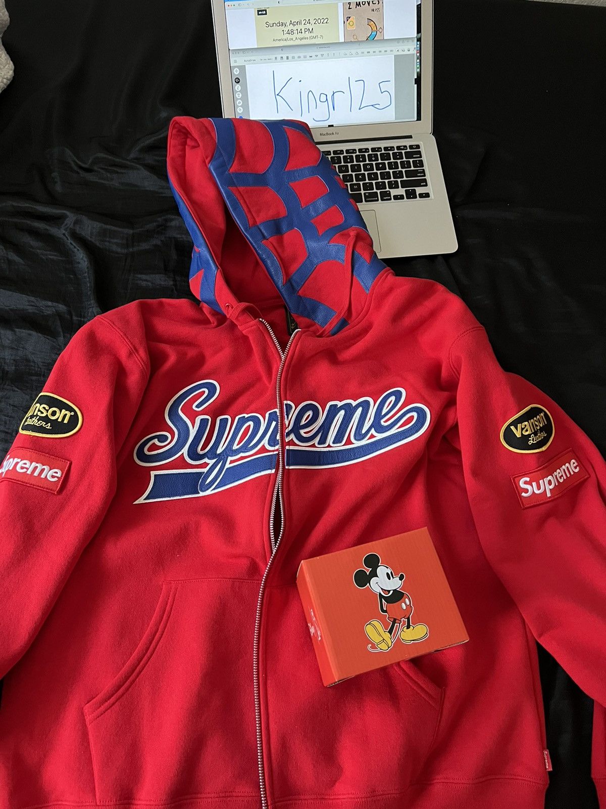 Supreme x Vanson Leathers Spider Zip-Up Hoodie - Red