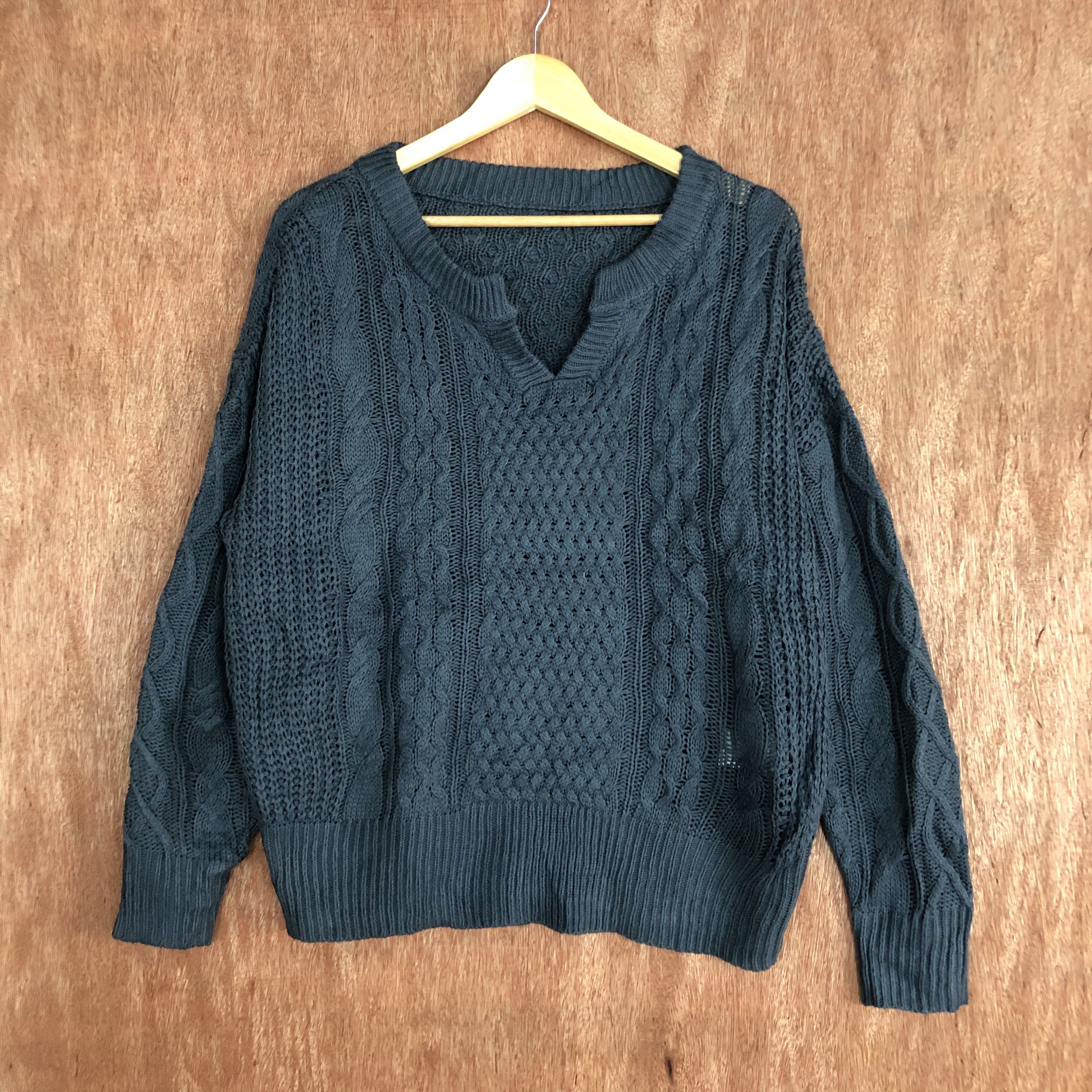 Homespun Knitwear × Japanese Brand DLL Japan Grey vintage cable Knitwear #c500 Size US L / EU 52-54 / 3 - 3 Thumbnail