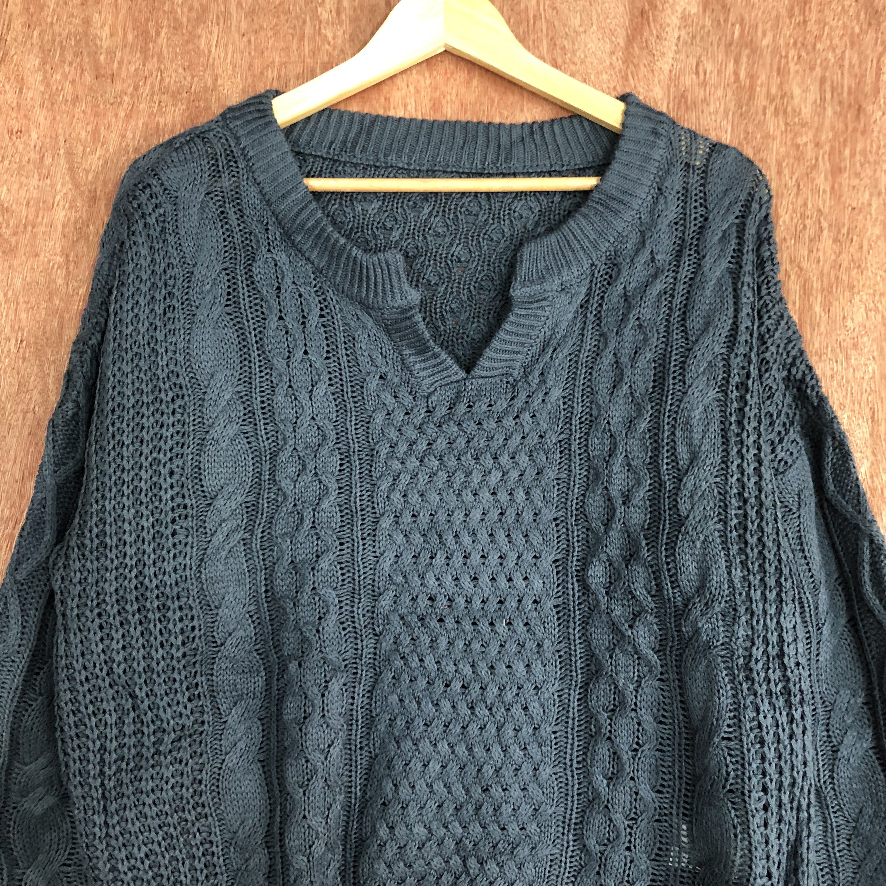 Homespun Knitwear × Japanese Brand DLL Japan Grey vintage cable Knitwear #c500 Size US L / EU 52-54 / 3 - 8 Thumbnail