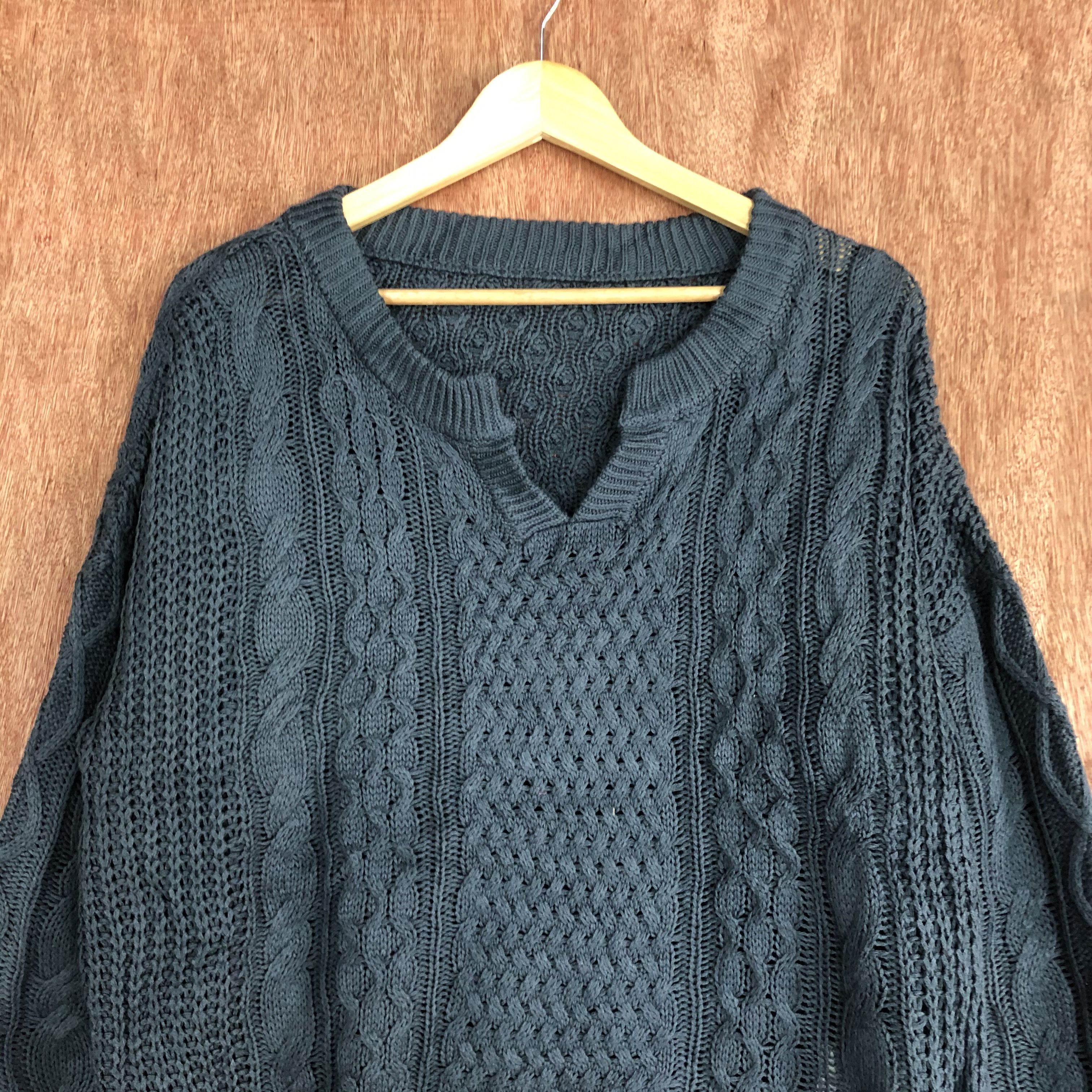 Homespun Knitwear × Japanese Brand DLL Japan Grey vintage cable Knitwear #c500 Size US L / EU 52-54 / 3 - 2 Thumbnail