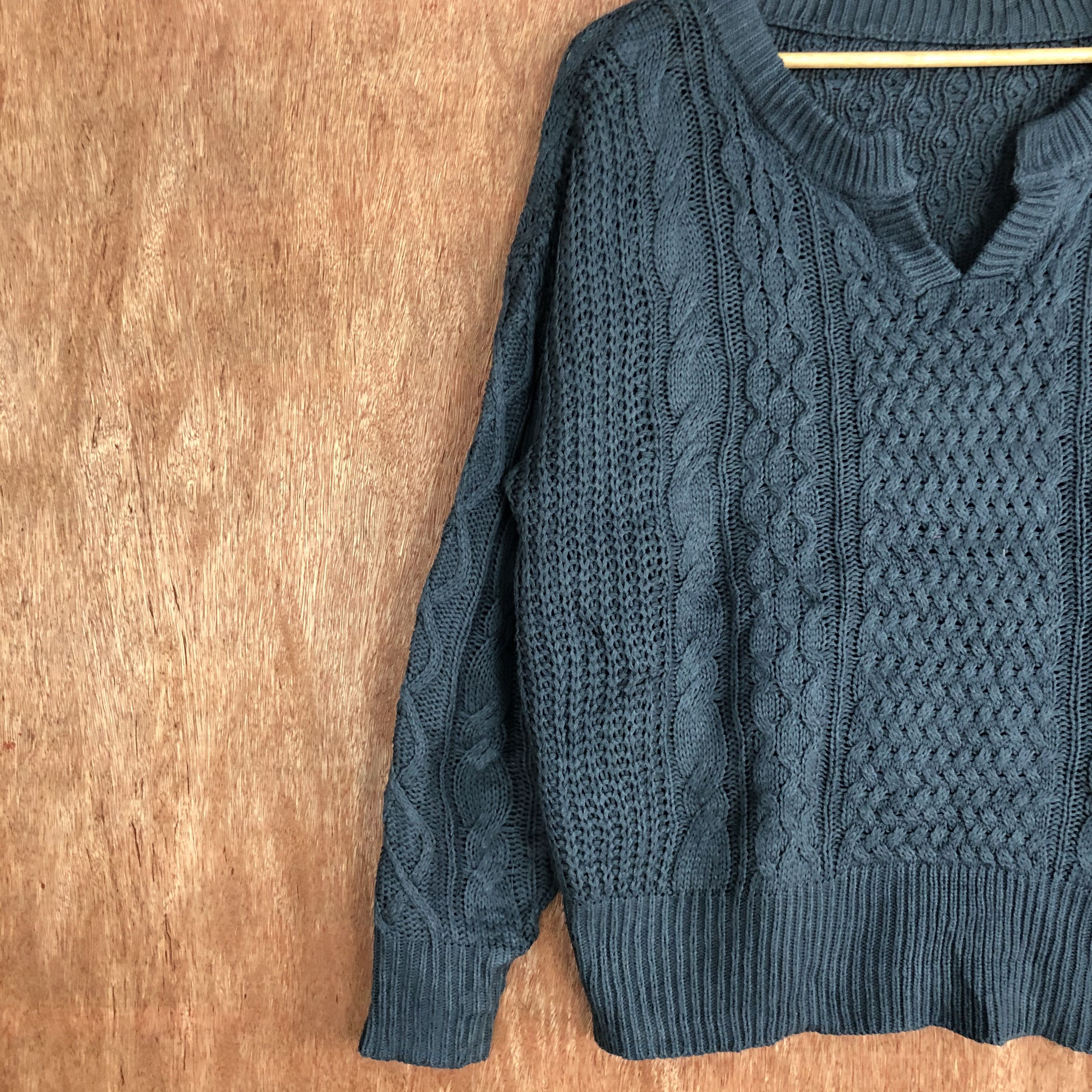 Homespun Knitwear × Japanese Brand DLL Japan Grey vintage cable Knitwear #c500 Size US L / EU 52-54 / 3 - 7 Thumbnail