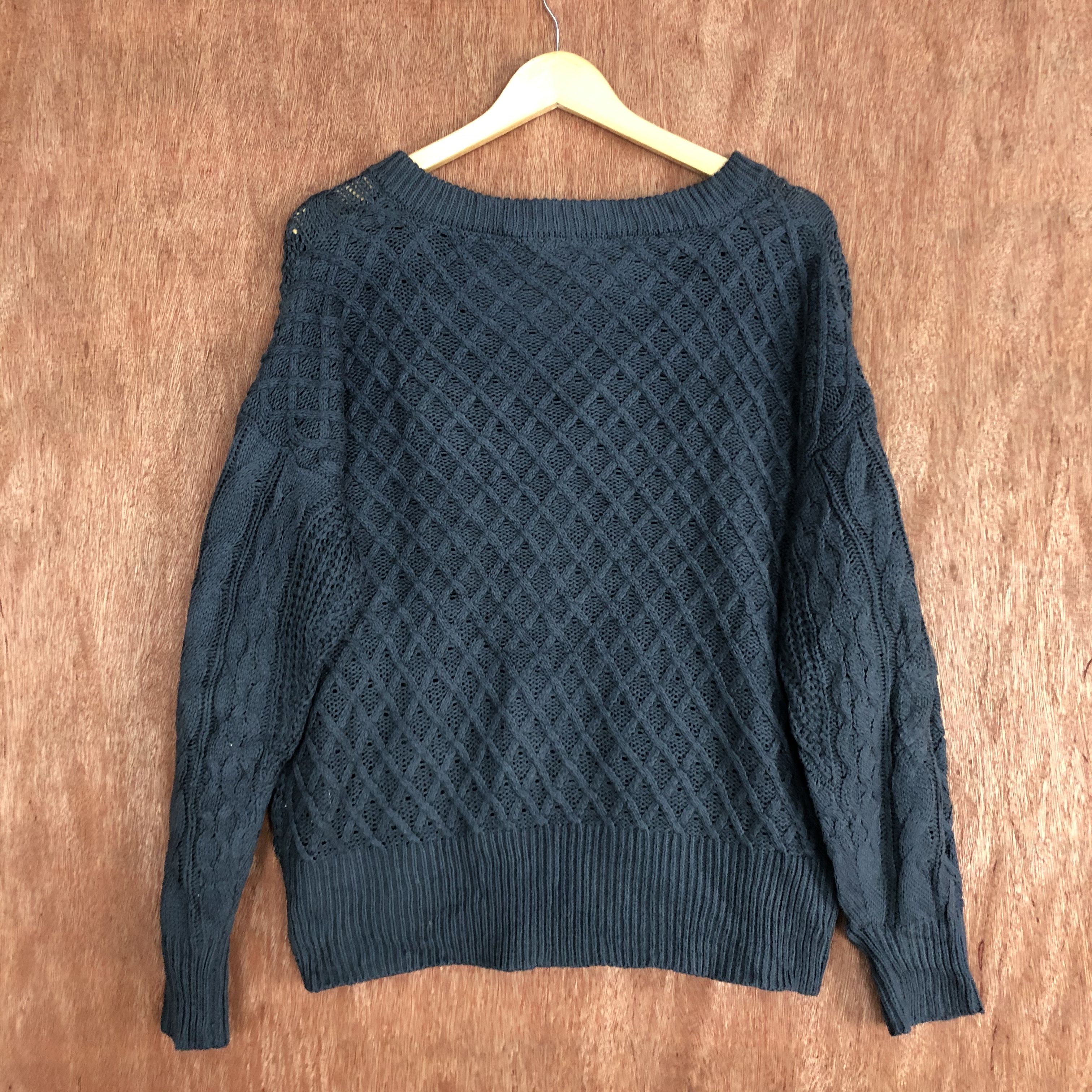 Homespun Knitwear × Japanese Brand DLL Japan Grey vintage cable Knitwear #c500 Size US L / EU 52-54 / 3 - 9 Thumbnail