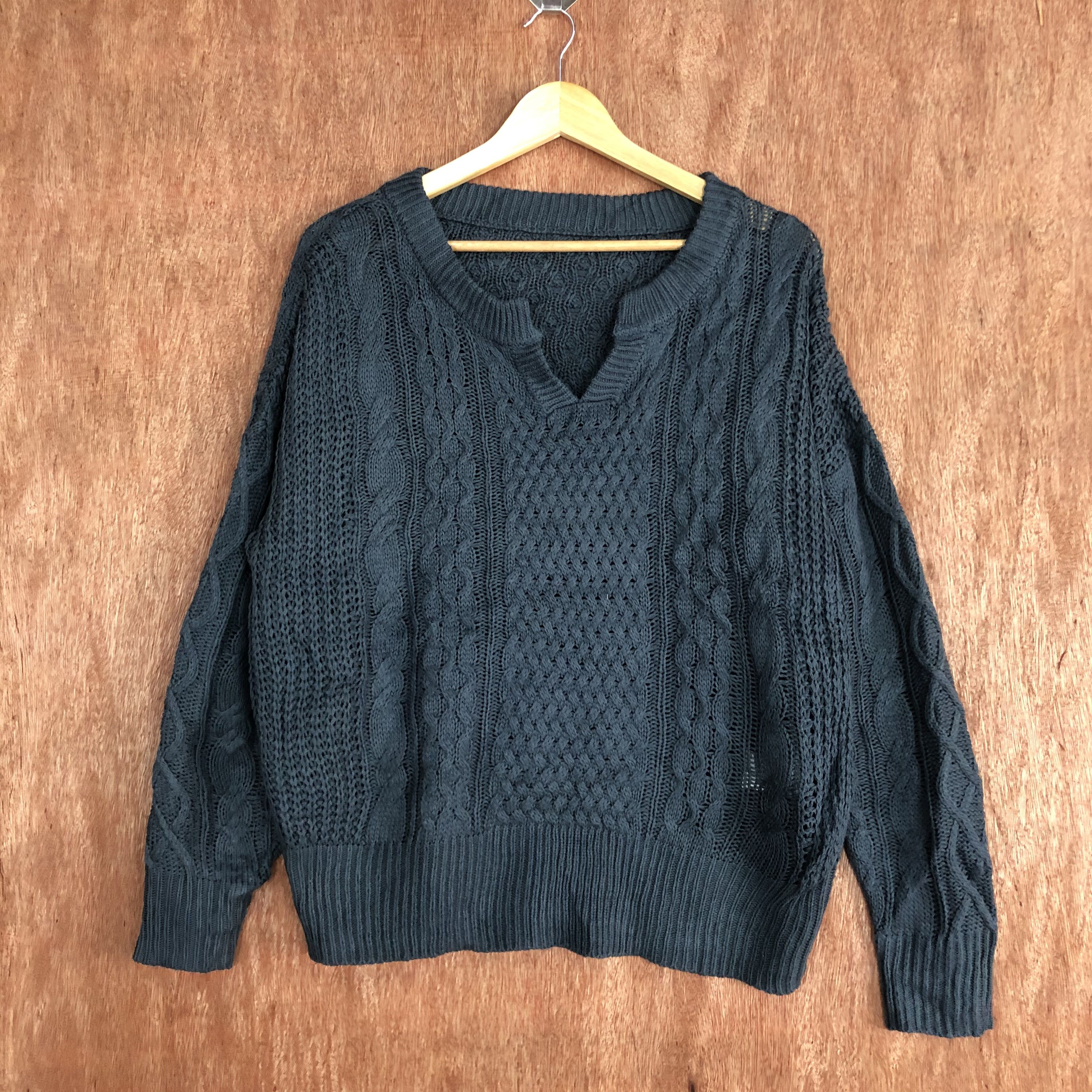 Homespun Knitwear × Japanese Brand DLL Japan Grey vintage cable Knitwear #c500 Size US L / EU 52-54 / 3 - 1 Thumbnail
