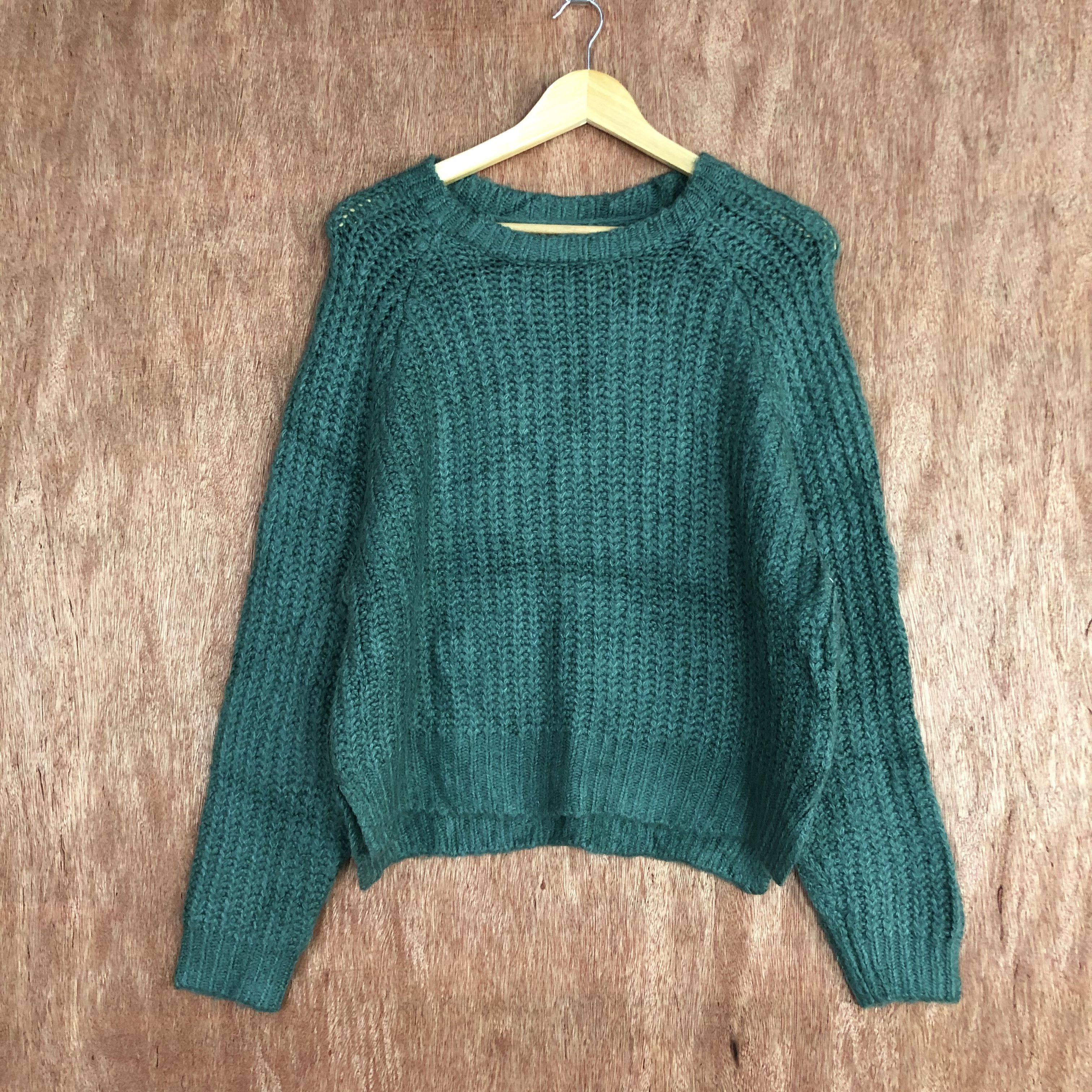 Homespun Knitwear DLL GRL Green Shag Shaggy mohair Knitwear #c450 Size US M / EU 48-50 / 2 - 1 Thumbnail