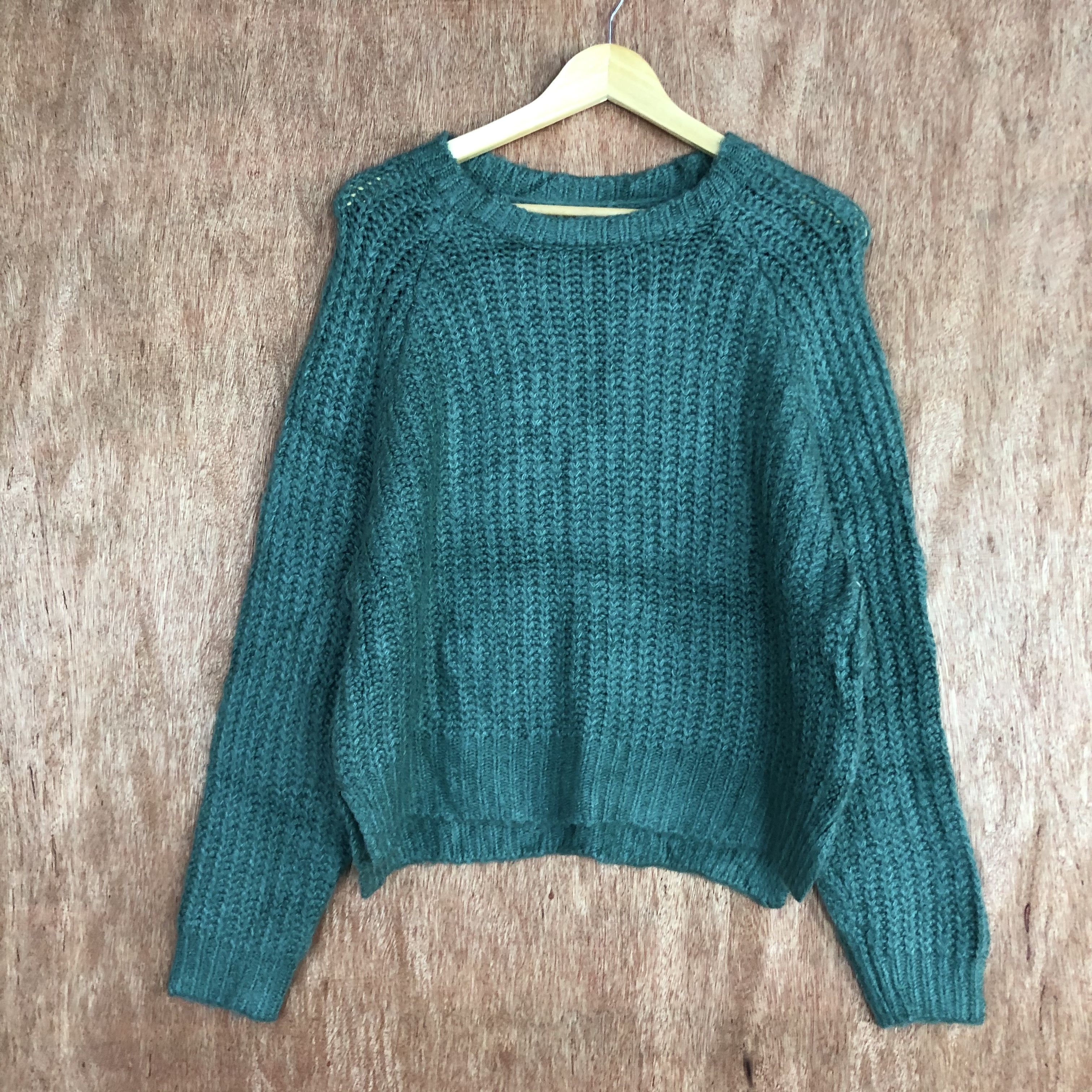 Homespun Knitwear DLL GRL Green Shag Shaggy mohair Knitwear #c450 Size US M / EU 48-50 / 2 - 3 Thumbnail