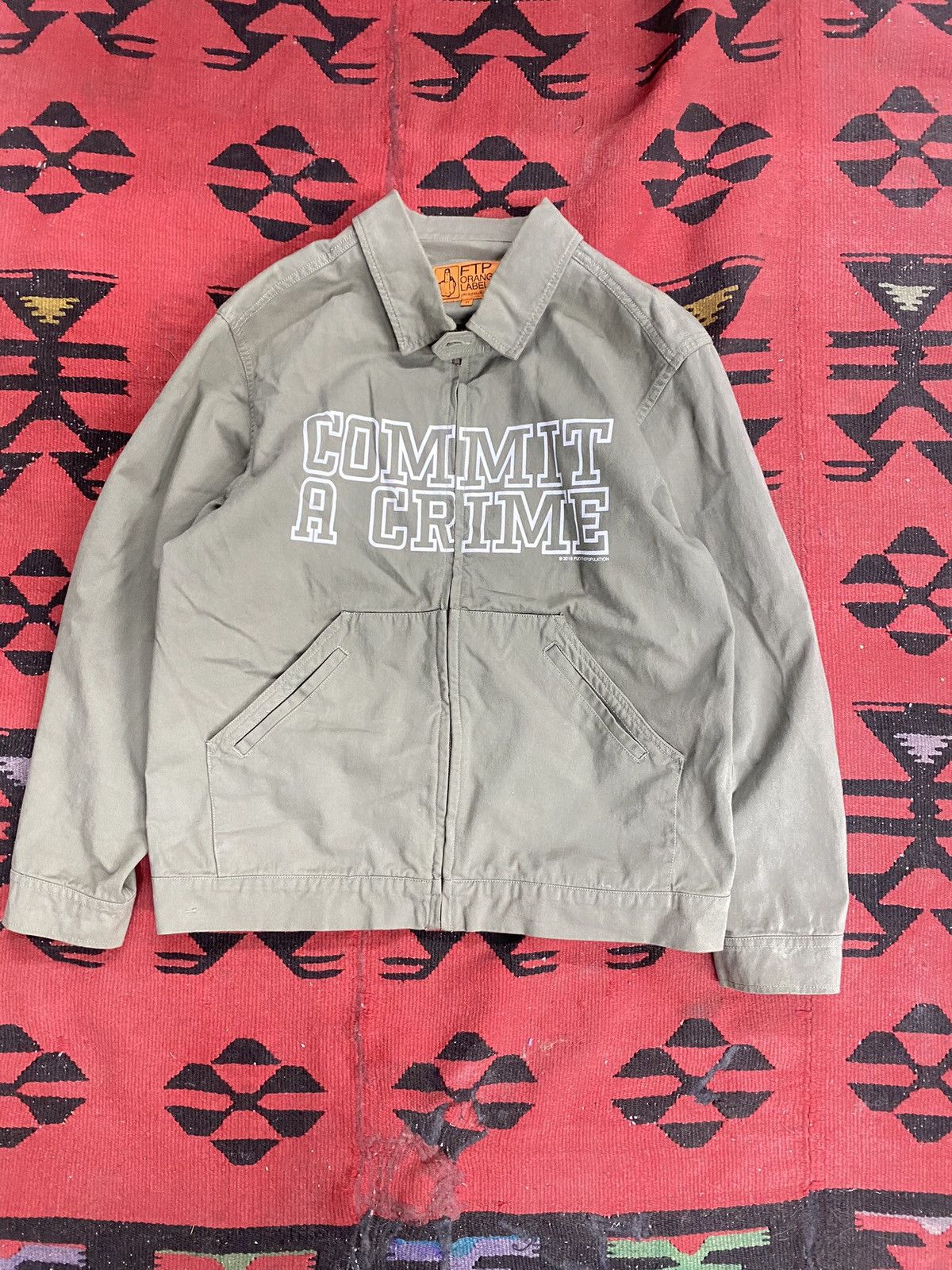 image of Fuck The Population Commit A Crime Work Jacket in Green, Men's (Size Medium)