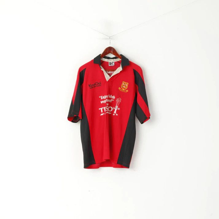 Vintage KooGa Men 42 L Polo Shirt Red Cotton Rugby Vintage 5802 Size US L / EU 52-54 / 3 - 1 Thumbnail
