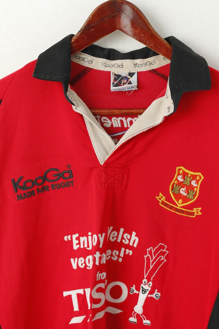 Vintage KooGa Men 42 L Polo Shirt Red Cotton Rugby Vintage 5802 Size US L / EU 52-54 / 3 - 2 Thumbnail
