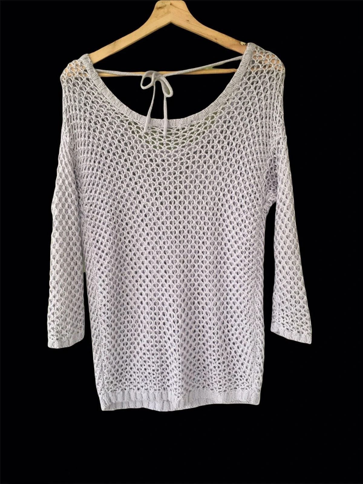 Aran Isles Knitwear × Japanese Brand 📌Mesh Net Sexy Sweater INGNI Pullover Knitting Pattern Size US M / EU 48-50 / 2 - 8 Thumbnail