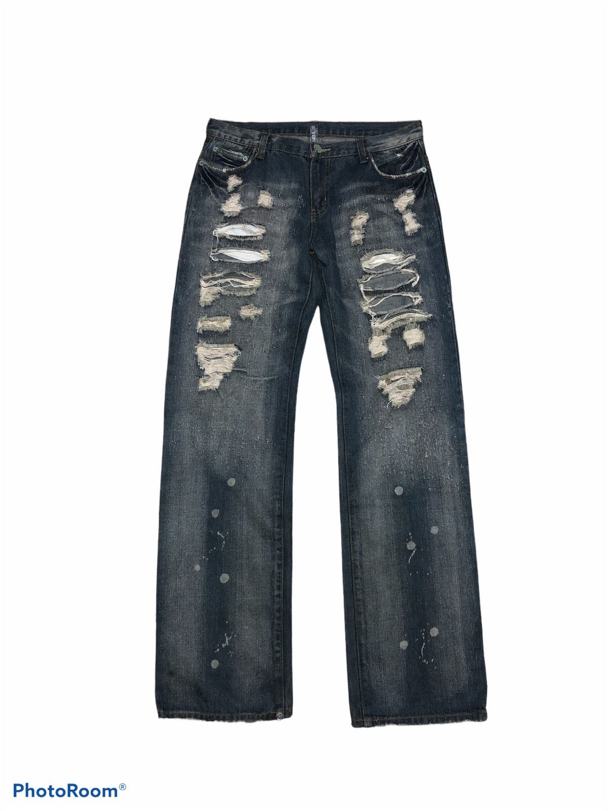 Japanese Brand RIPPED DISTRESSED DENIM BY VIBGYOR Size US 34 / EU 50 - 1 Thumbnail