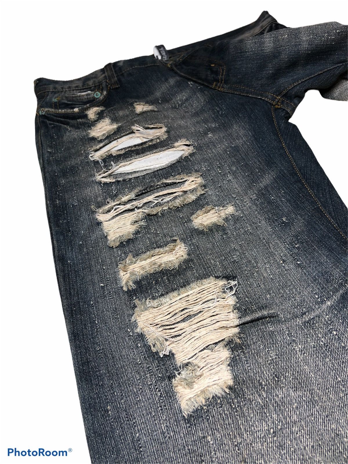 Japanese Brand RIPPED DISTRESSED DENIM BY VIBGYOR Size US 34 / EU 50 - 6 Thumbnail