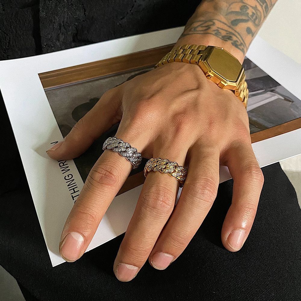 Jewelry × Vintage Fashion Shiny Hip Hop Chain Ring Size ONE SIZE - 2 Thumbnail