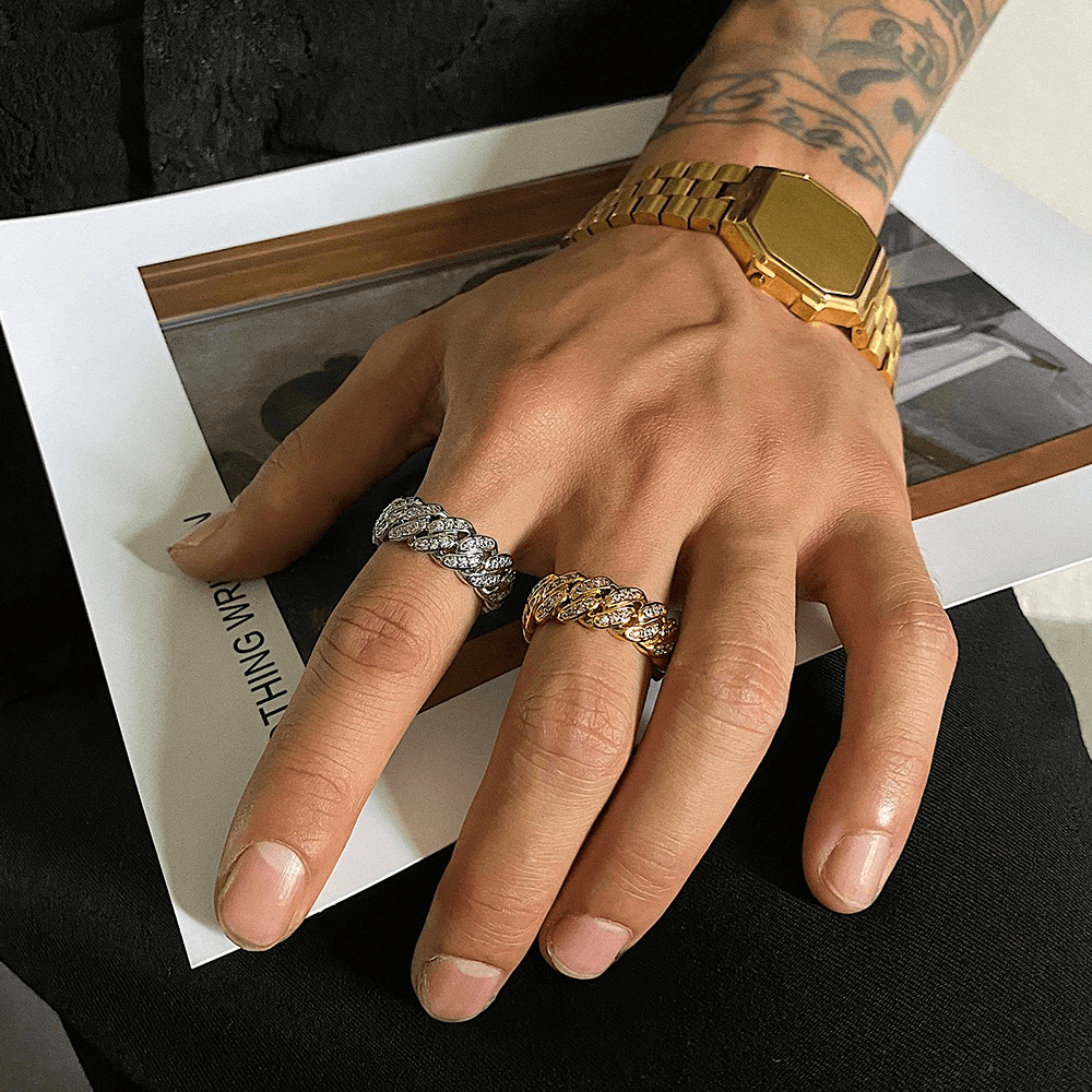 Jewelry × Vintage Fashion Shiny Hip Hop Chain Ring Size ONE SIZE - 2 Thumbnail