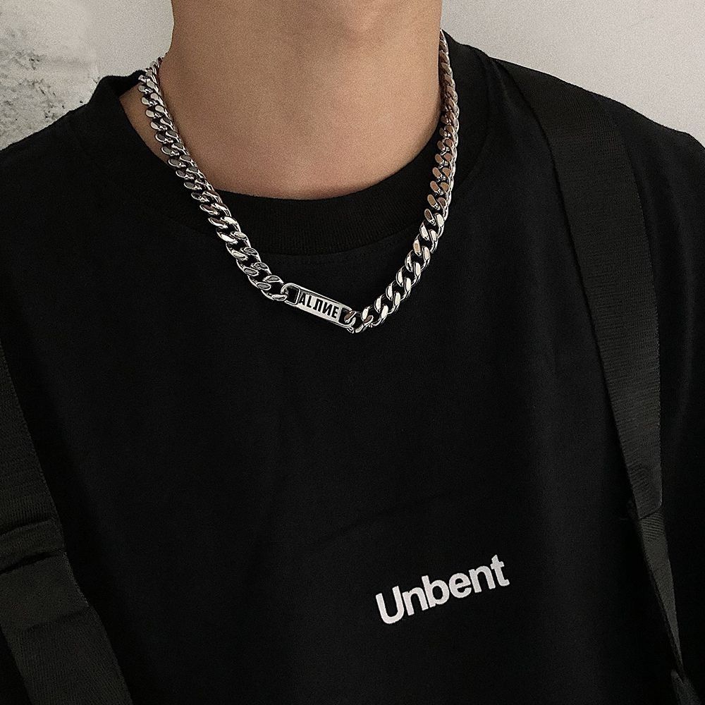 Jewelry × Vintage Fashion thick chain letter collarbone chain Size ONE SIZE - 1 Thumbnail