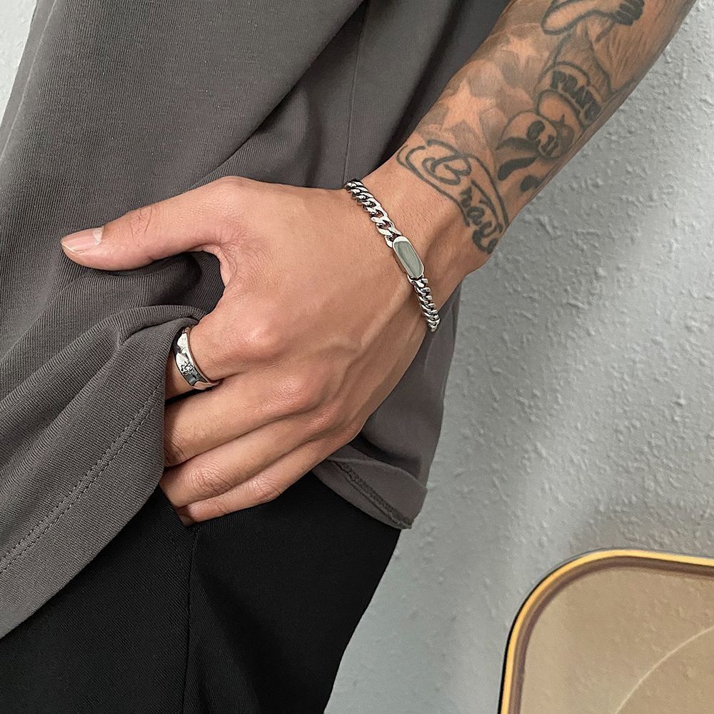 Jewelry × Vintage Fashion Hip Hop Titanium Steel Couple Bracelet Size ONE SIZE - 1 Thumbnail
