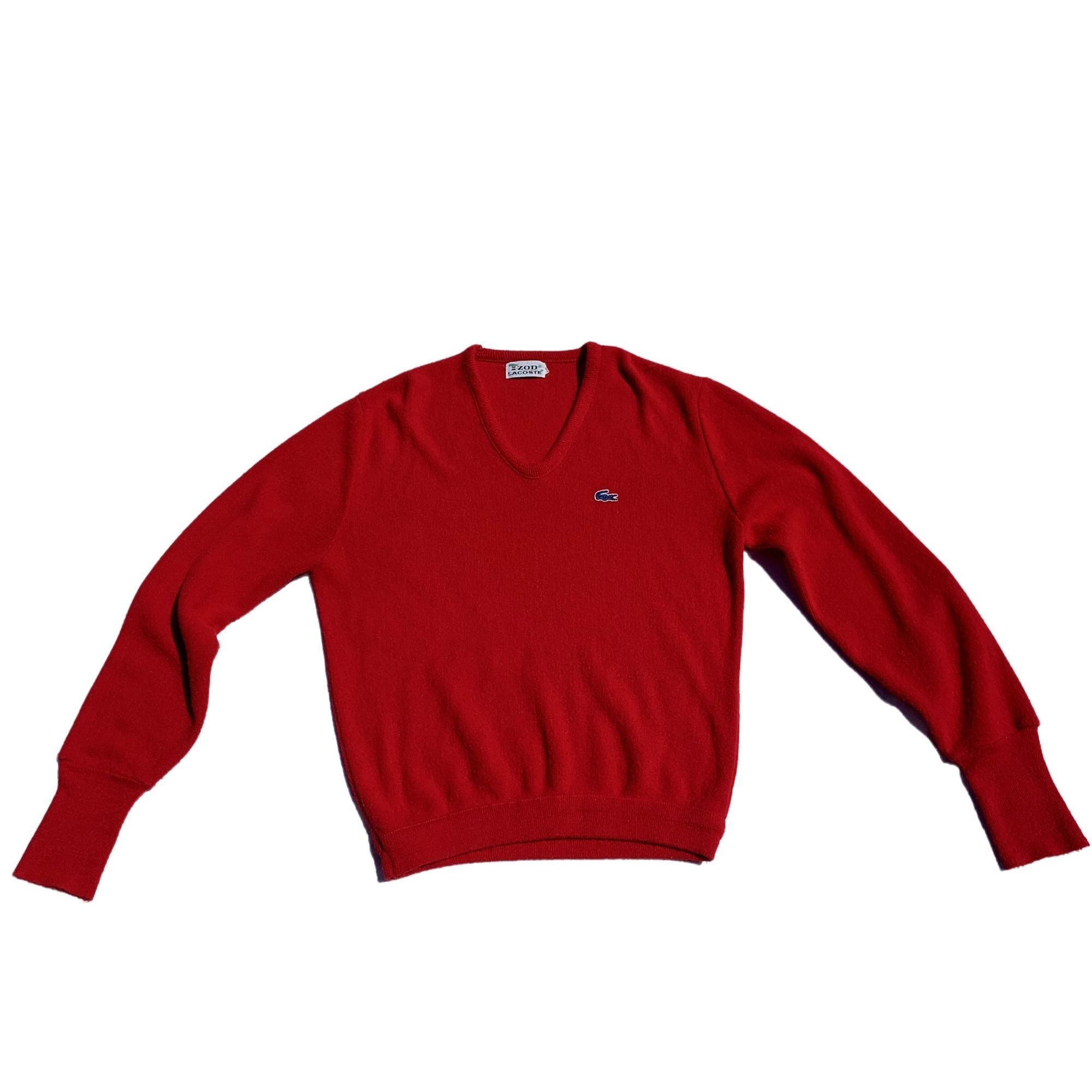 Vintage Lacoste Vintage 1970s Men's Red Pullover Sweater Large Size US L / EU 52-54 / 3 - 3 Thumbnail
