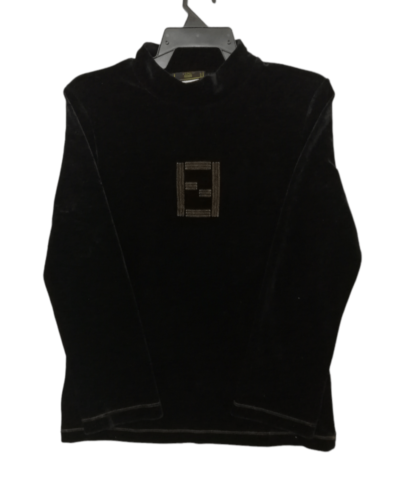 VINTAGE FENDI TURTLENECK FF LOGO VELVET FABRIC