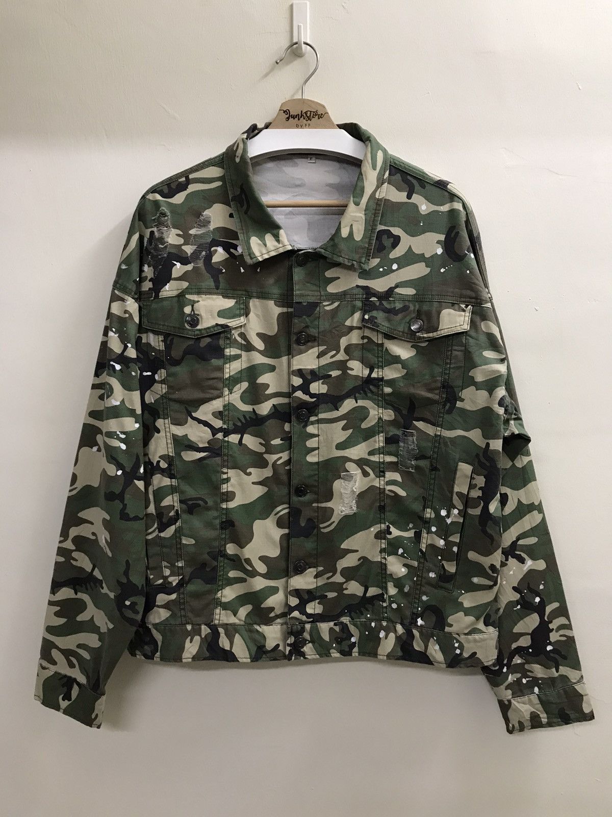 Vintage 🔥RARE🔥 Vintage Army Distressed Shirt Button Up Size US L / EU 52-54 / 3 - 1 Thumbnail