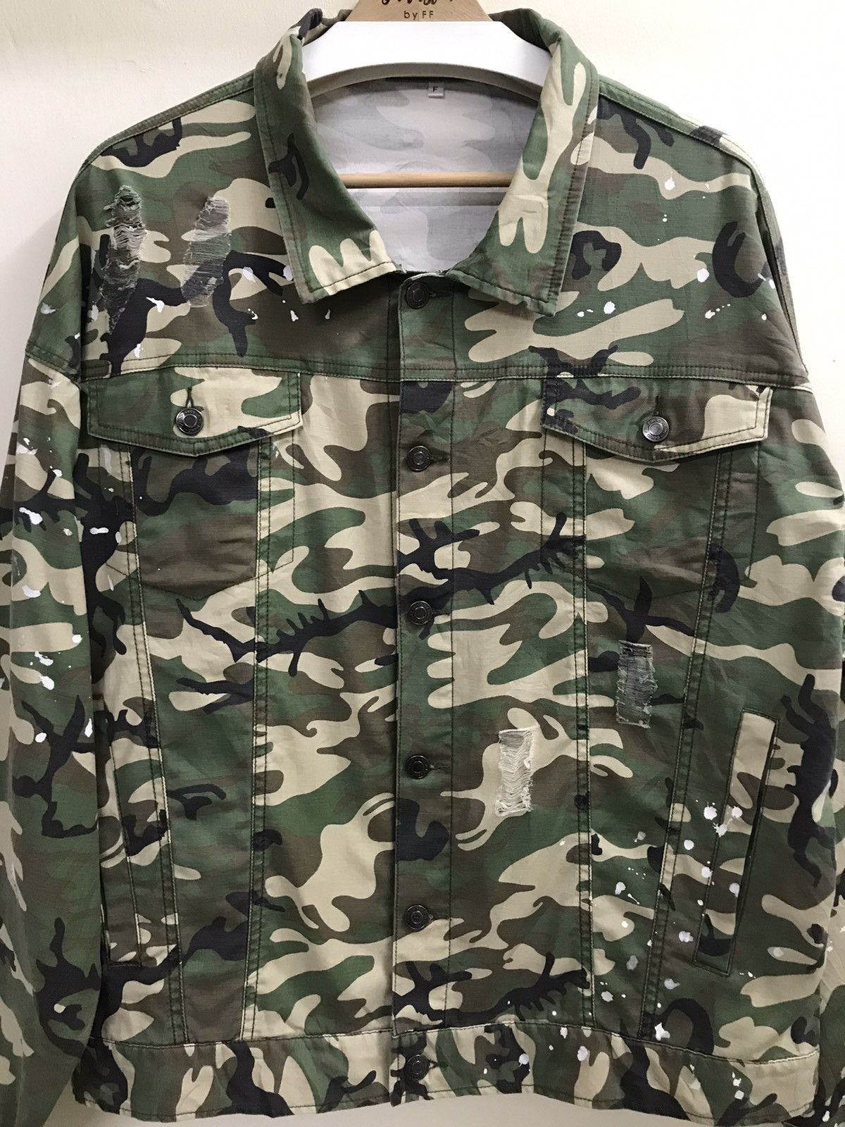 Vintage 🔥RARE🔥 Vintage Army Distressed Shirt Button Up Size US L / EU 52-54 / 3 - 2 Thumbnail