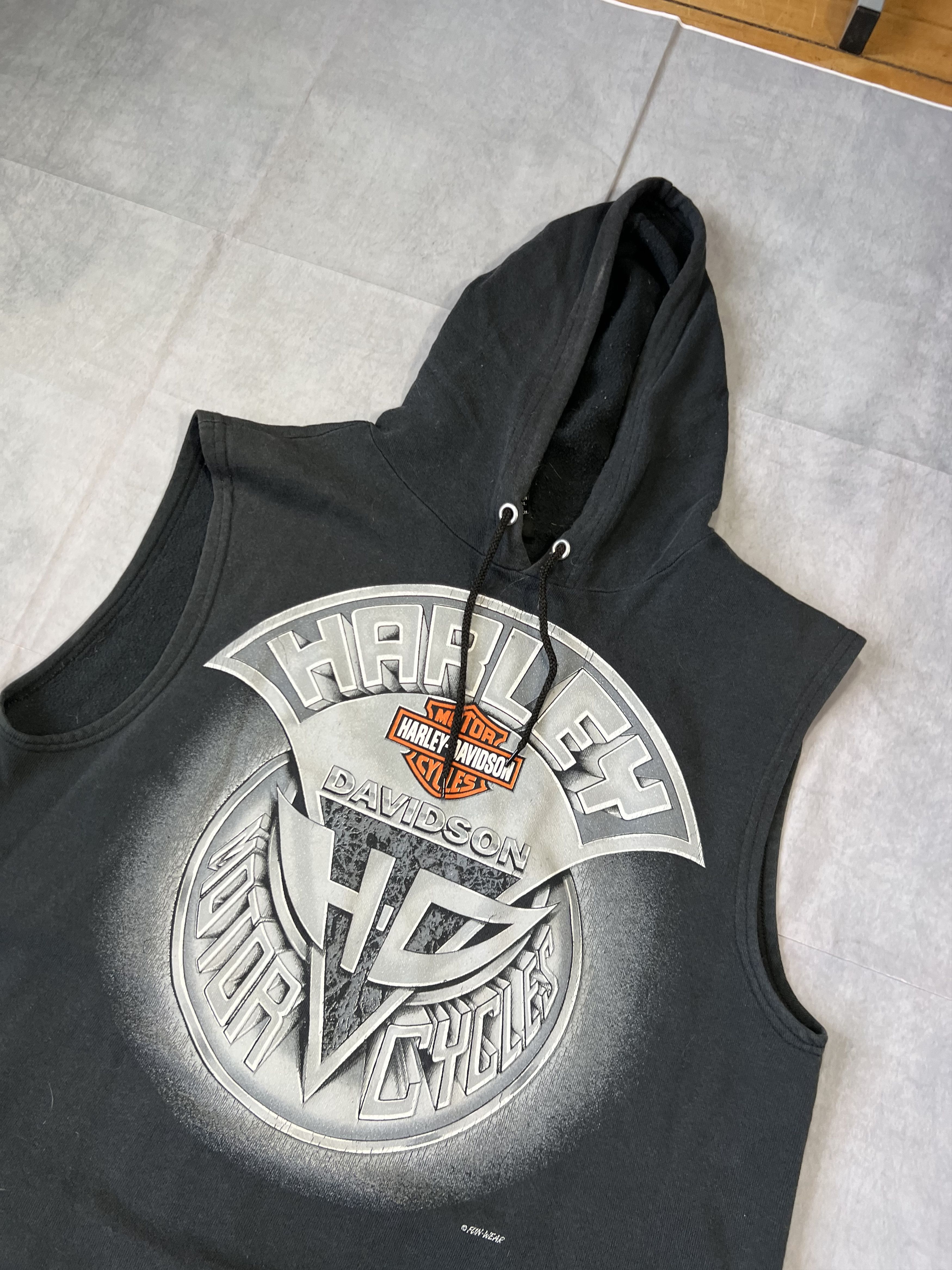 Harley Davidson Vintage Harley Davidson Cutoff Hoodie Size US L / EU 52-54 / 3 - 3 Thumbnail