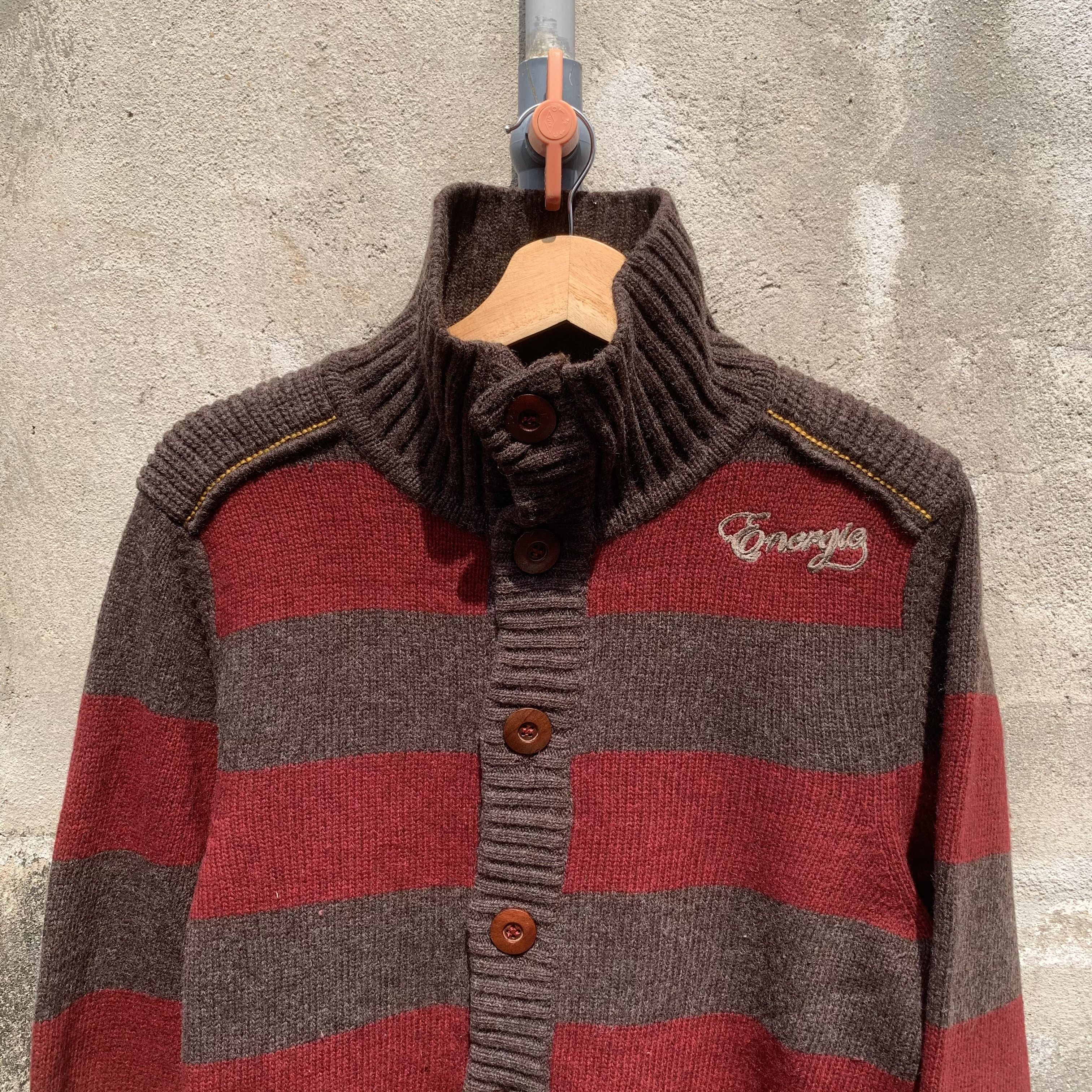 Energie JAPANESE VINTAGE Knit Striped Turtleneck Cardigan Sweater Size US S / EU 44-46 / 1 - 2 Thumbnail