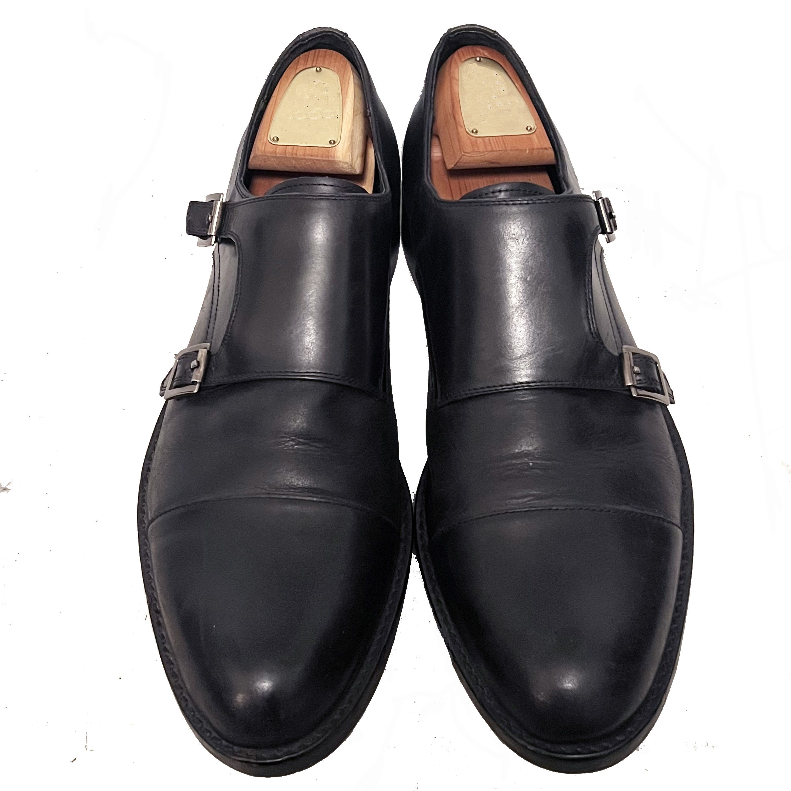 Donald Pliner Monk Strap Leather Dress Shoes Men\'s Size 9 Black Silver Buckle Donald Pliner DONALD J. PLINER CMONK Double Monk Strap Dress  main image 2