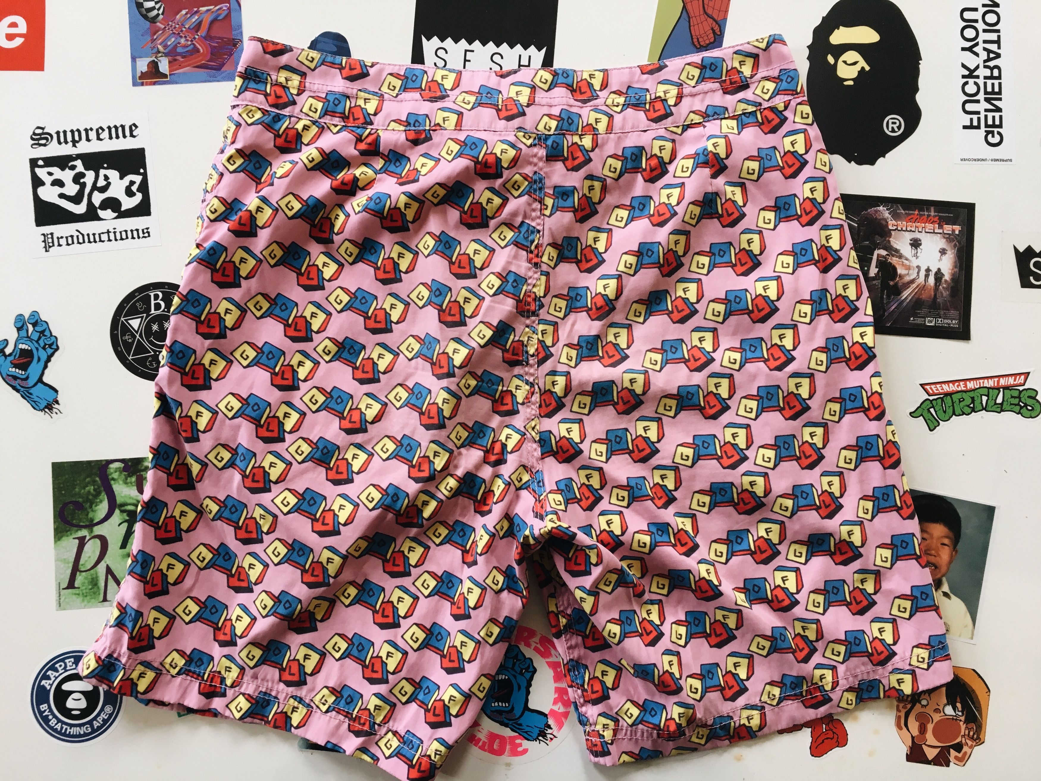 Golf Wang Golf Wang Block All Over Print Pink Nylon Shorts Size US 30 / EU 46 - 2 Thumbnail