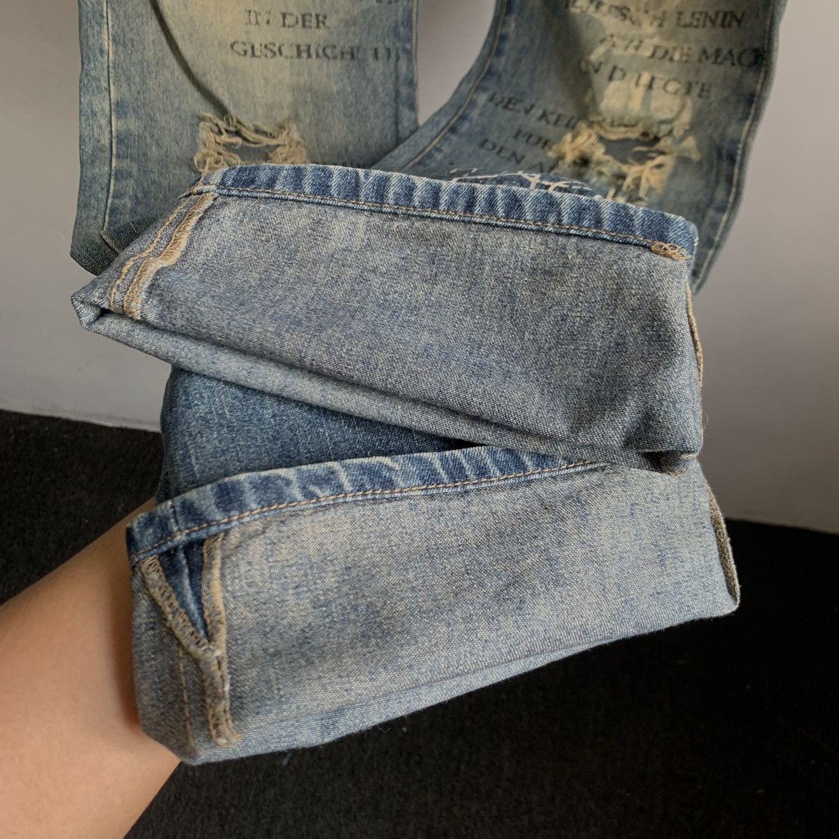 In The Attic In The Attic Full Print Word Distressed Denim Jeans Size US 34 / EU 50 - 11 Thumbnail