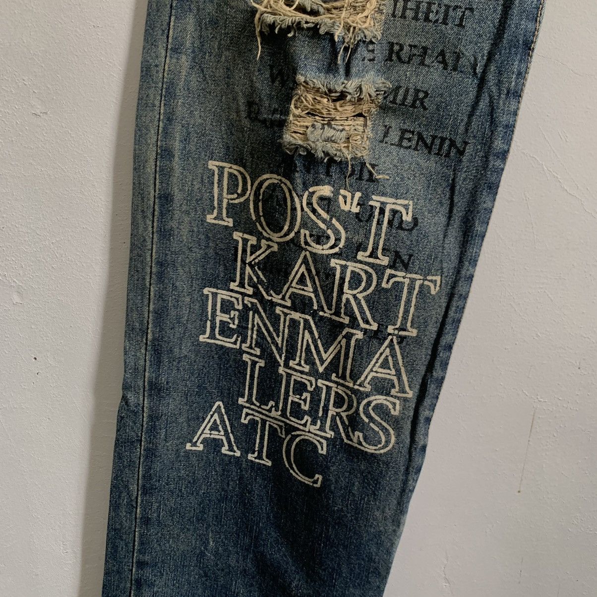In The Attic In The Attic Full Print Word Distressed Denim Jeans Size US 34 / EU 50 - 6 Thumbnail
