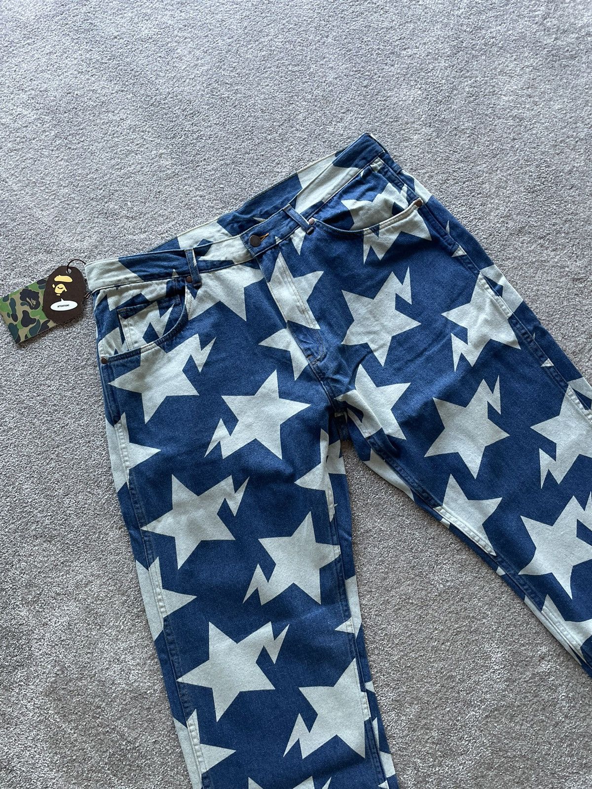 Bape BAPE STA Pattern Indigo Loose Fit Denim Jeans/Pants | Grailed
