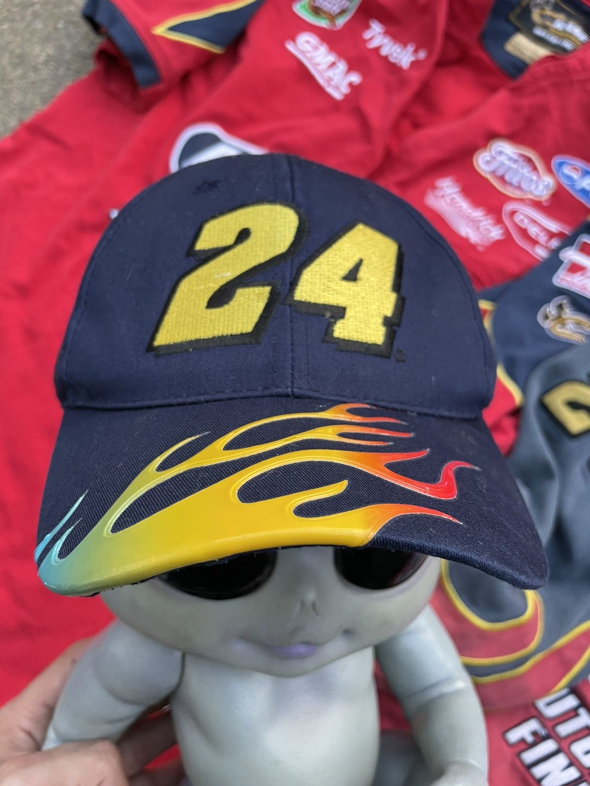 NASCAR 90s JEFF GORDON Flame Brim Snapback Hat Vintage NASCAR Size ONE SIZE - 4 Thumbnail