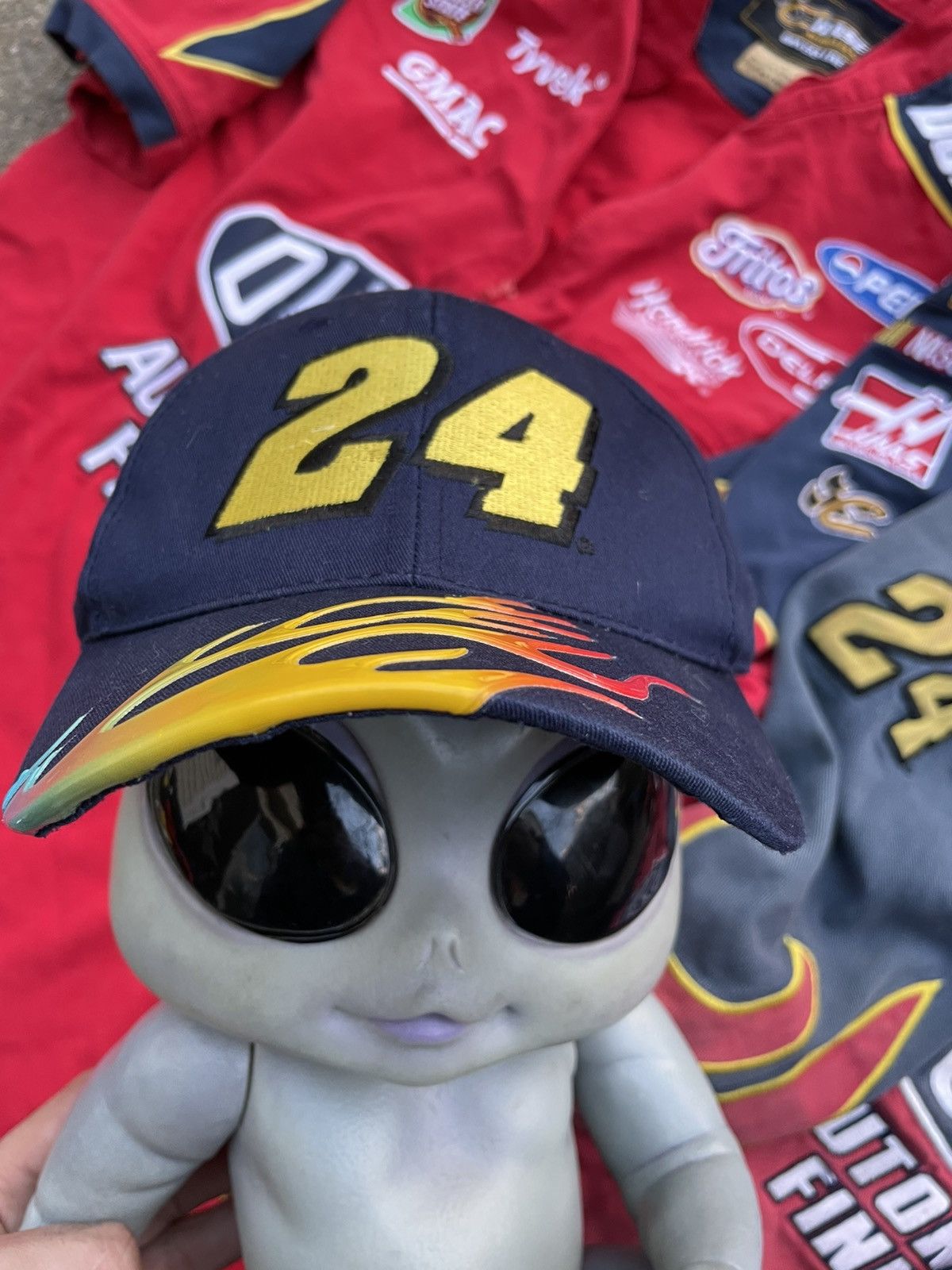 NASCAR 90s JEFF GORDON Flame Brim Snapback Hat Vintage NASCAR Size ONE SIZE - 1 Thumbnail